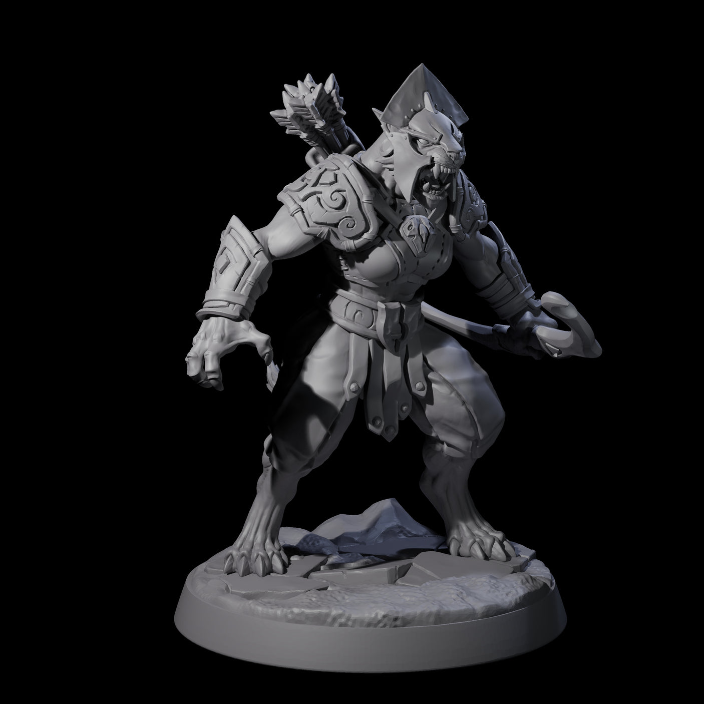 Muscular Leonin Warrior F Miniature for Dungeons and Dragons, Pathfinder or other TTRPGs