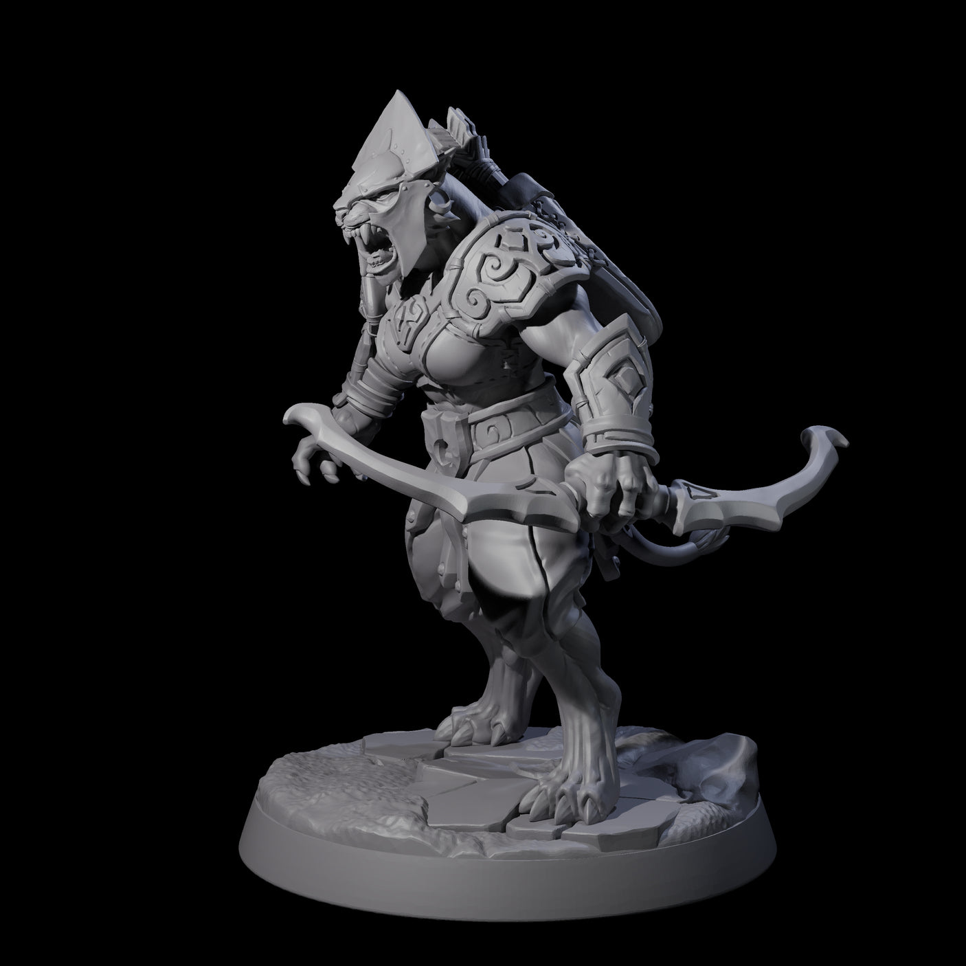 Muscular Leonin Warrior F Miniature for Dungeons and Dragons, Pathfinder or other TTRPGs