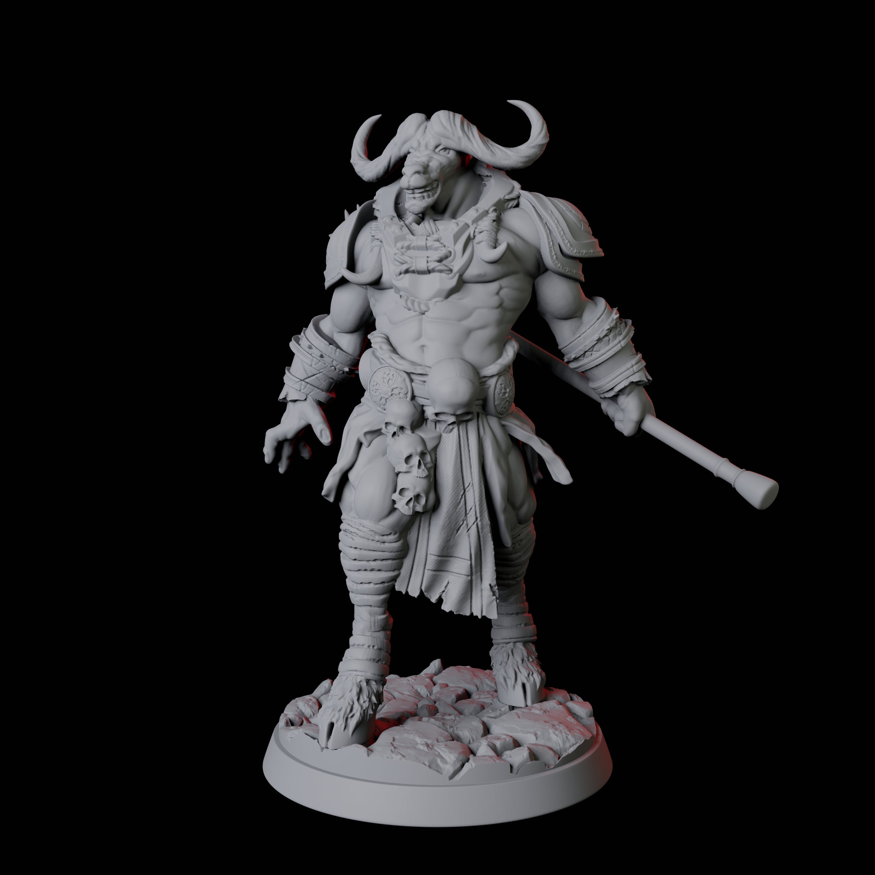 Muscular Yakfolk with Spear Miniature for Dungeons and Dragons, Pathfinder or other TTRPGs