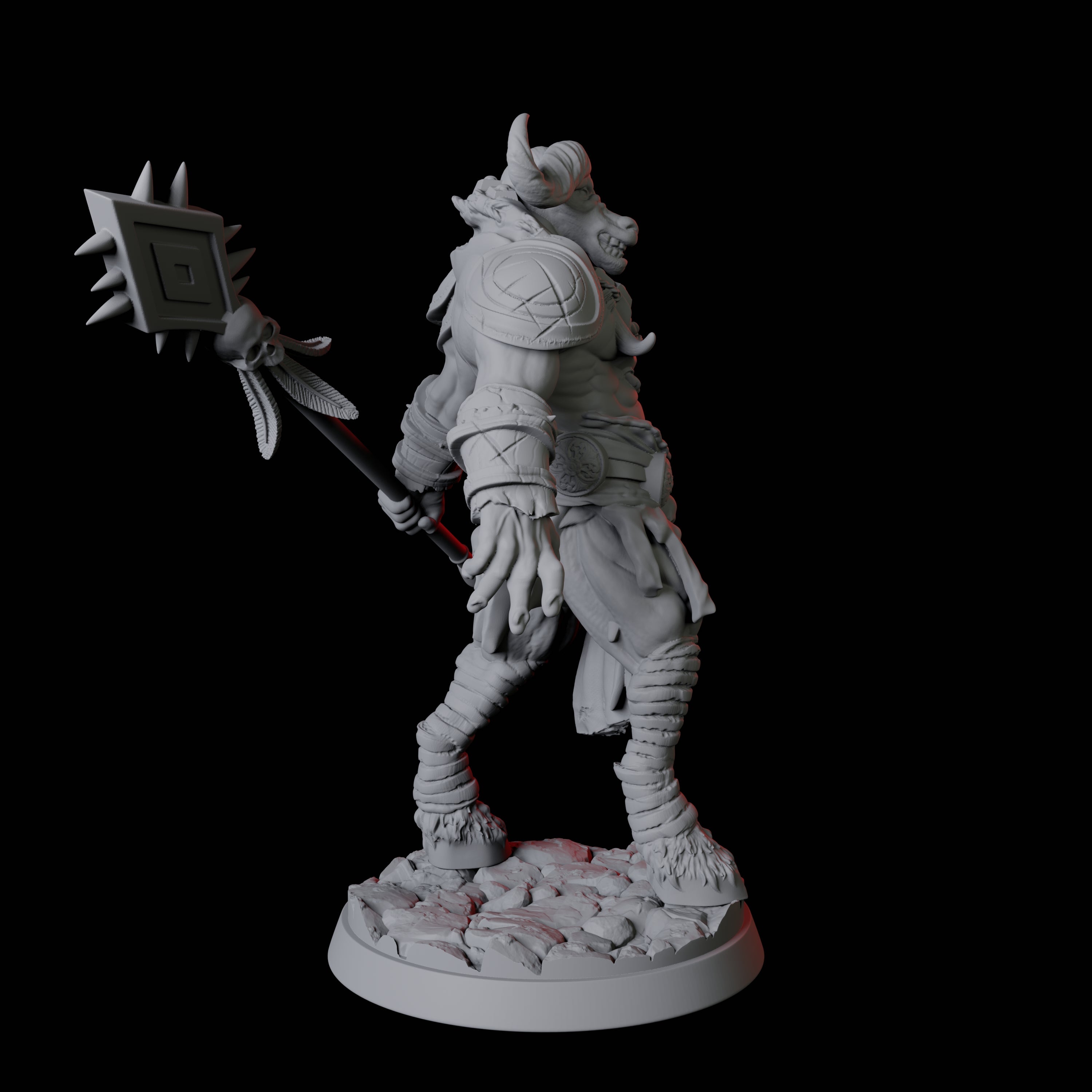 Muscular Yakfolk with Spear Miniature for Dungeons and Dragons, Pathfinder or other TTRPGs