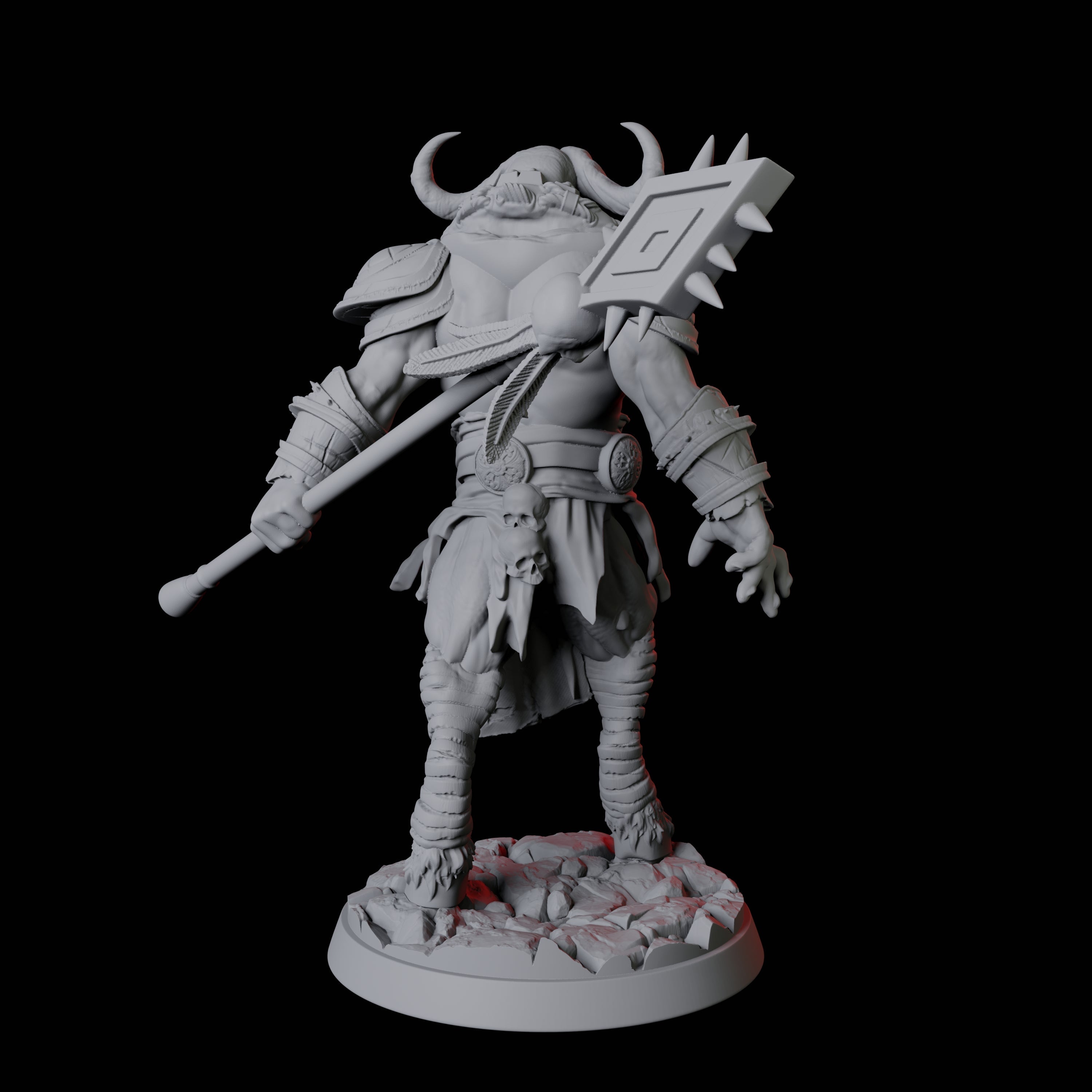 Muscular Yakfolk with Spear Miniature for Dungeons and Dragons, Pathfinder or other TTRPGs