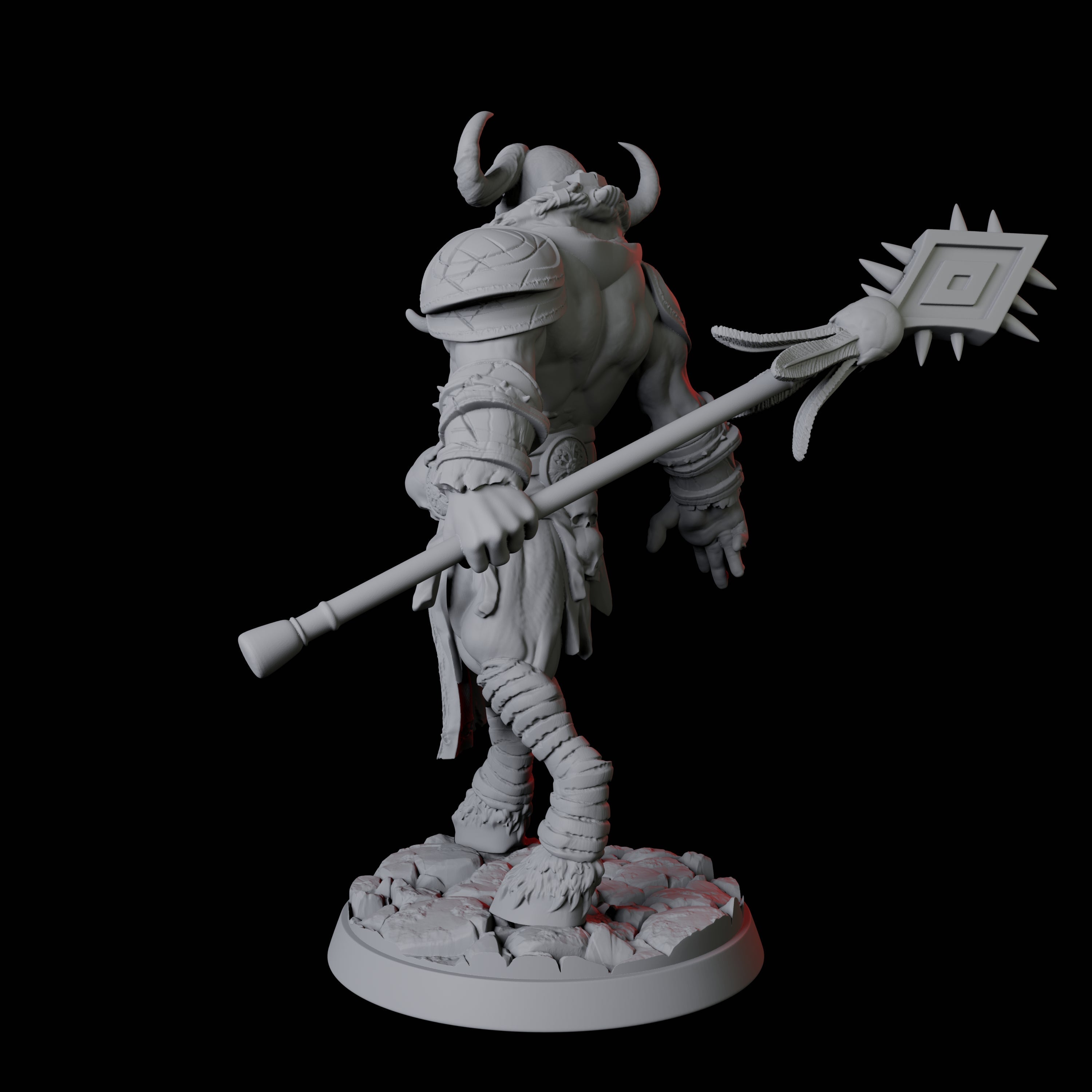 Muscular Yakfolk with Spear Miniature for Dungeons and Dragons, Pathfinder or other TTRPGs