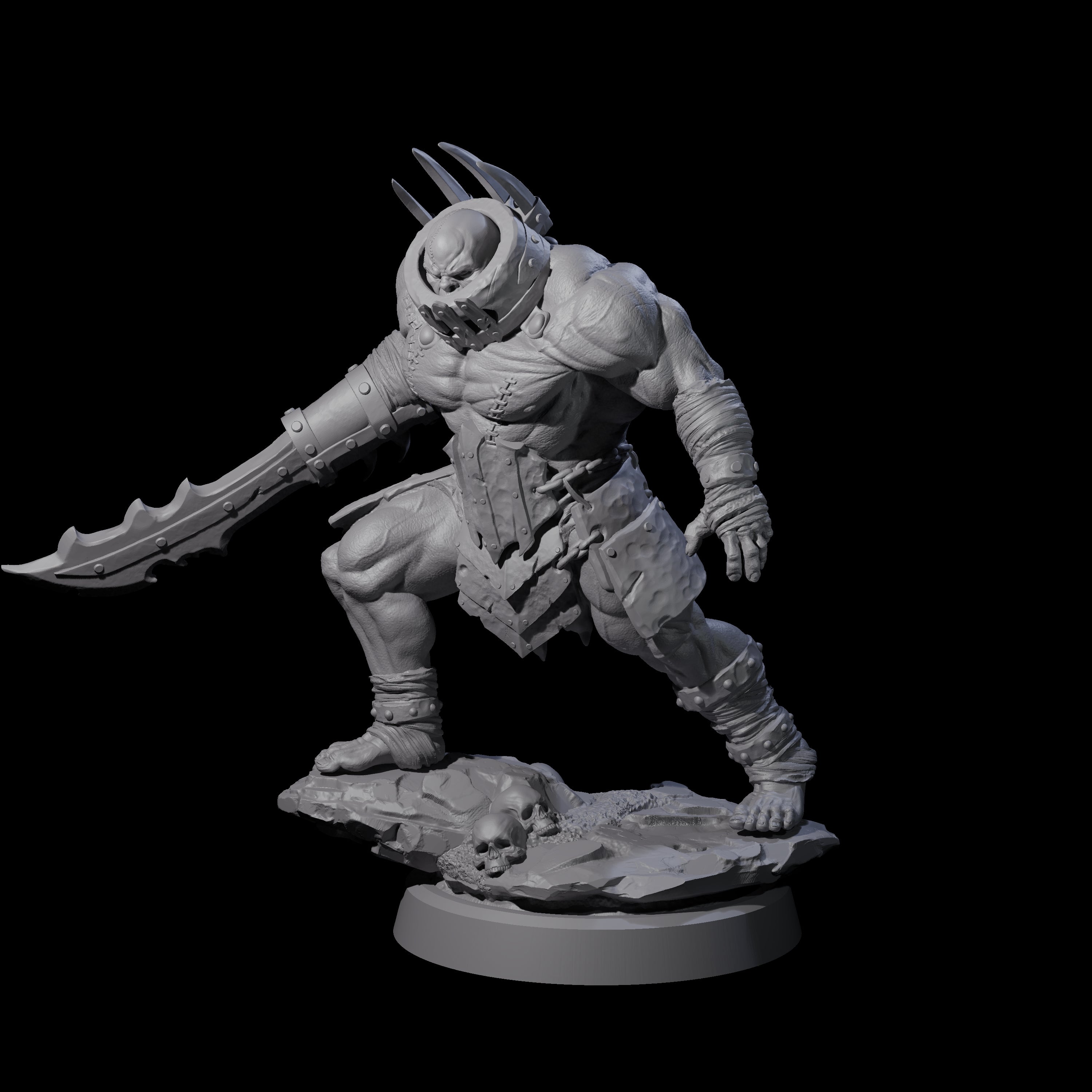 Muzzled Orc Pit Fighter Miniature for Dungeons and Dragons, Pathfinder or other TTRPGs