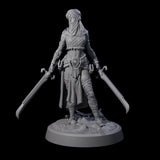 Mysterious Desert Duel Wielding Swordswoman Miniature for Dungeons and Dragons, Pathfinder or other TTRPGs