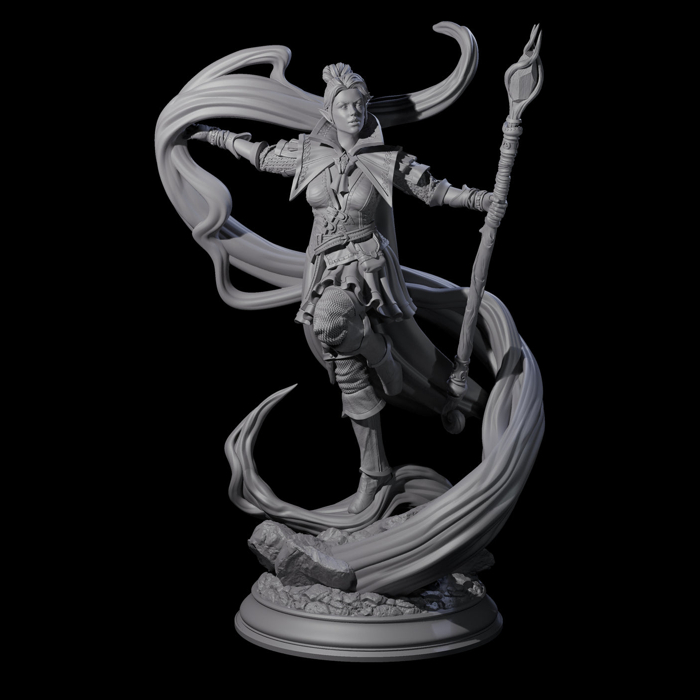 Mystic Elf Sorceress Miniature for Dungeons and Dragons, Pathfinder or other TTRPGs