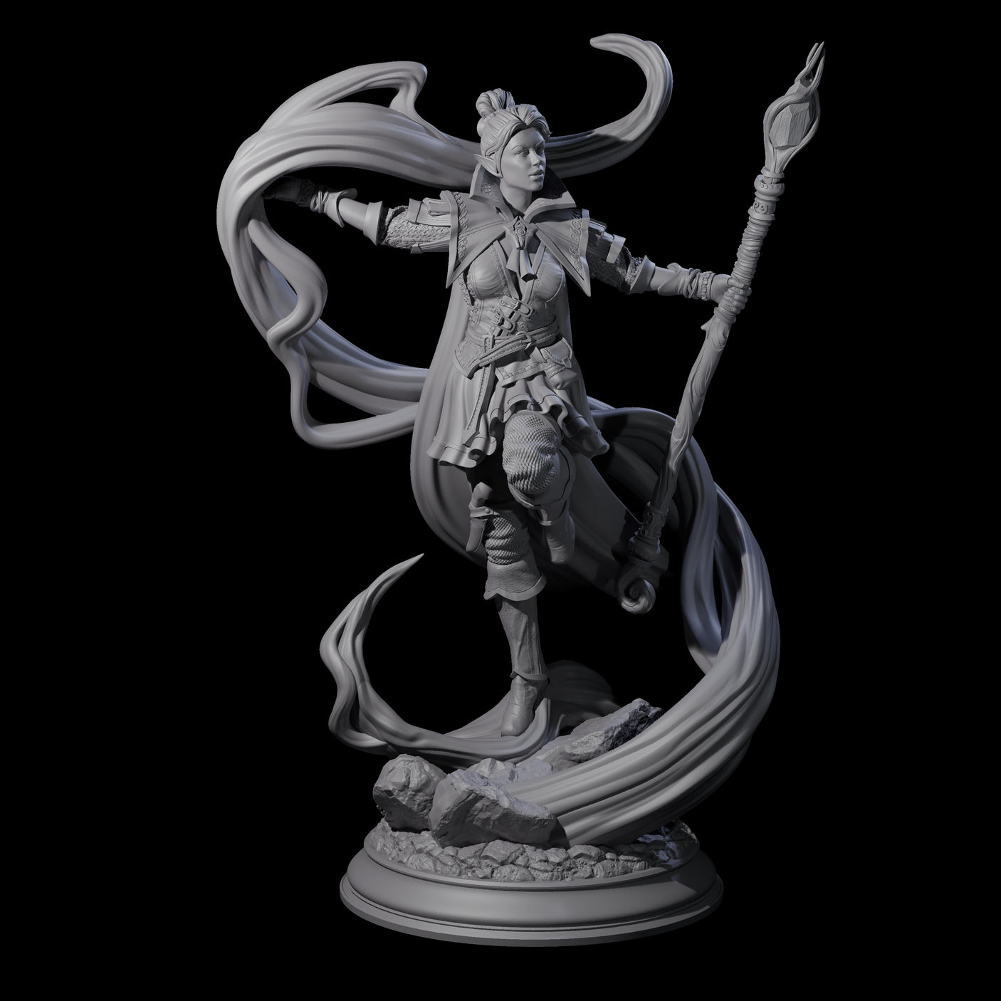 Mystic Elf Sorceress Miniature for Dungeons and Dragons, Pathfinder or other TTRPGs