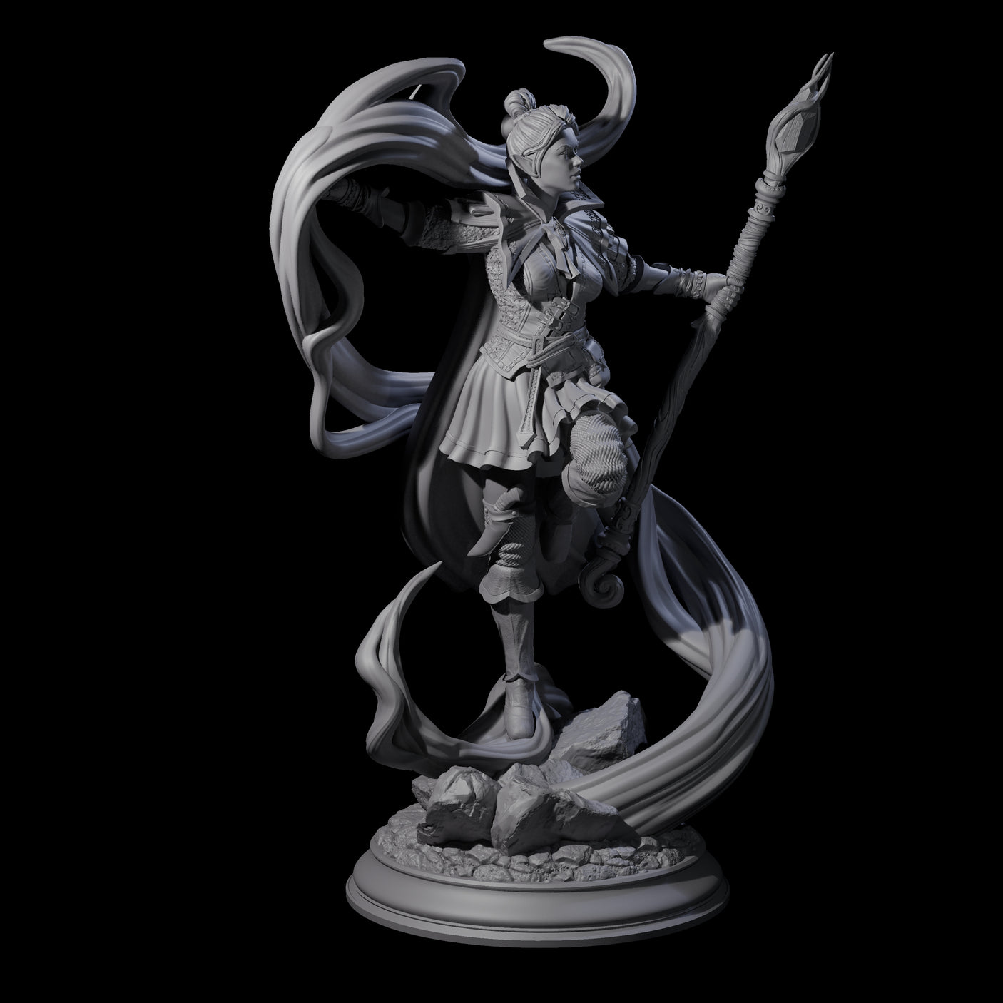 Mystic Elf Sorceress Miniature for Dungeons and Dragons, Pathfinder or other TTRPGs
