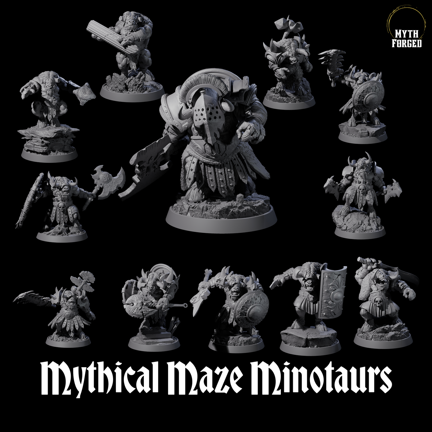 Mythical Maze Minotaurs Miniature for Dungeons and Dragons, Pathfinder or other TTRPGs