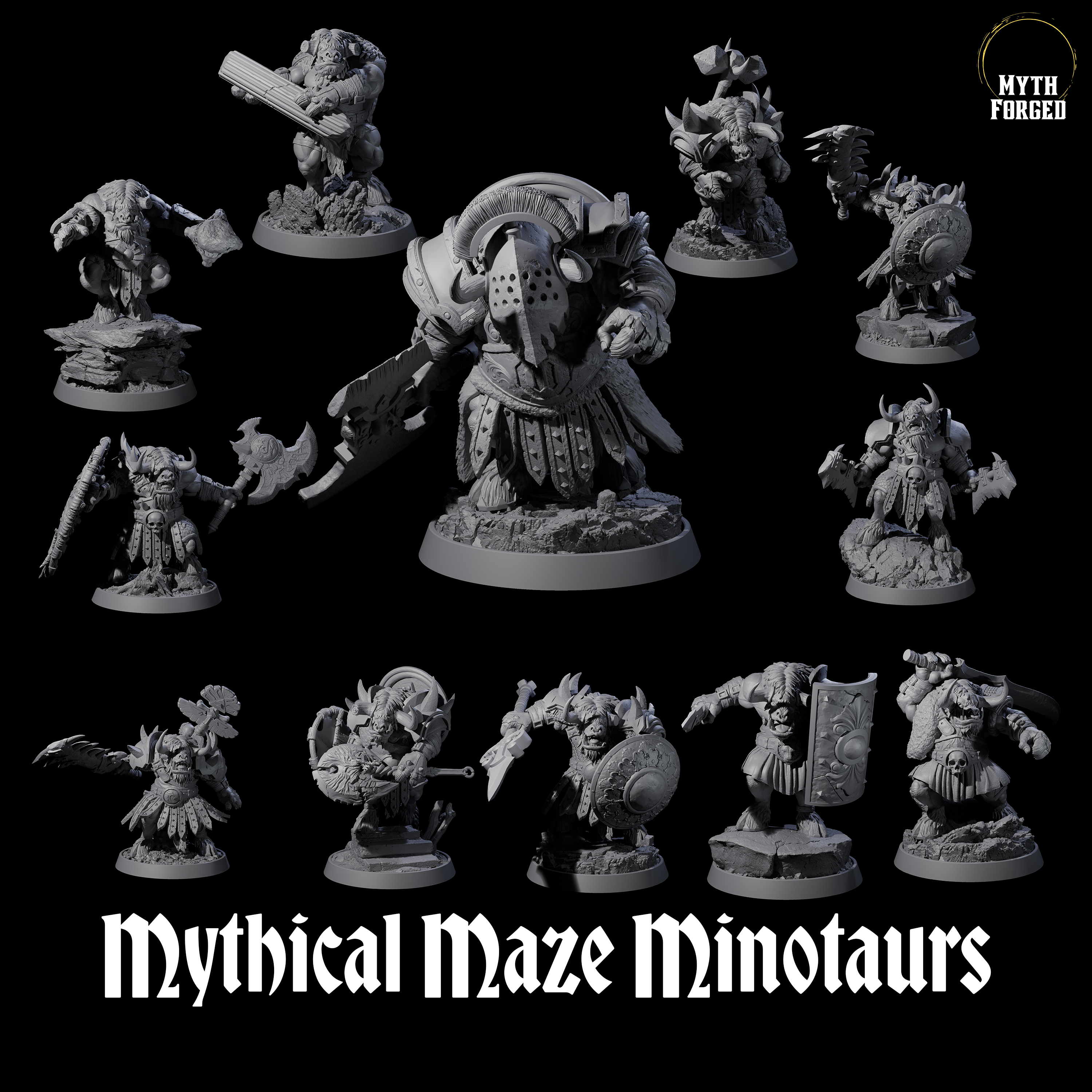 Mythical Maze Minotaurs Miniature for Dungeons and Dragons, Pathfinder or other TTRPGs