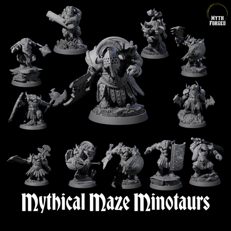 Mythical Maze Minotaurs Miniature for Dungeons and Dragons, Pathfinder or other TTRPGs