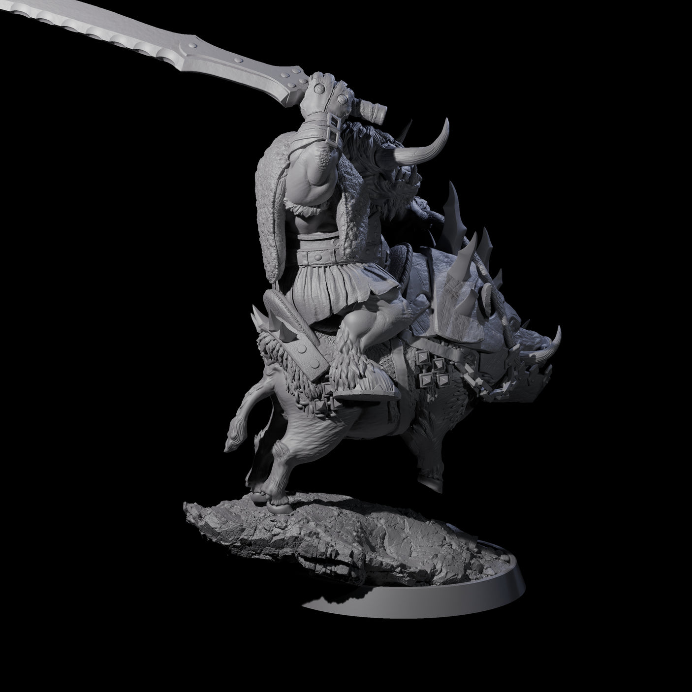 Mythical Minotaur on War Pig A Miniature for Dungeons and Dragons, Pathfinder or other TTRPGs