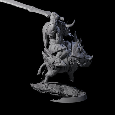 Mythical Minotaur on War Pig A Miniature for Dungeons and Dragons, Pathfinder or other TTRPGs