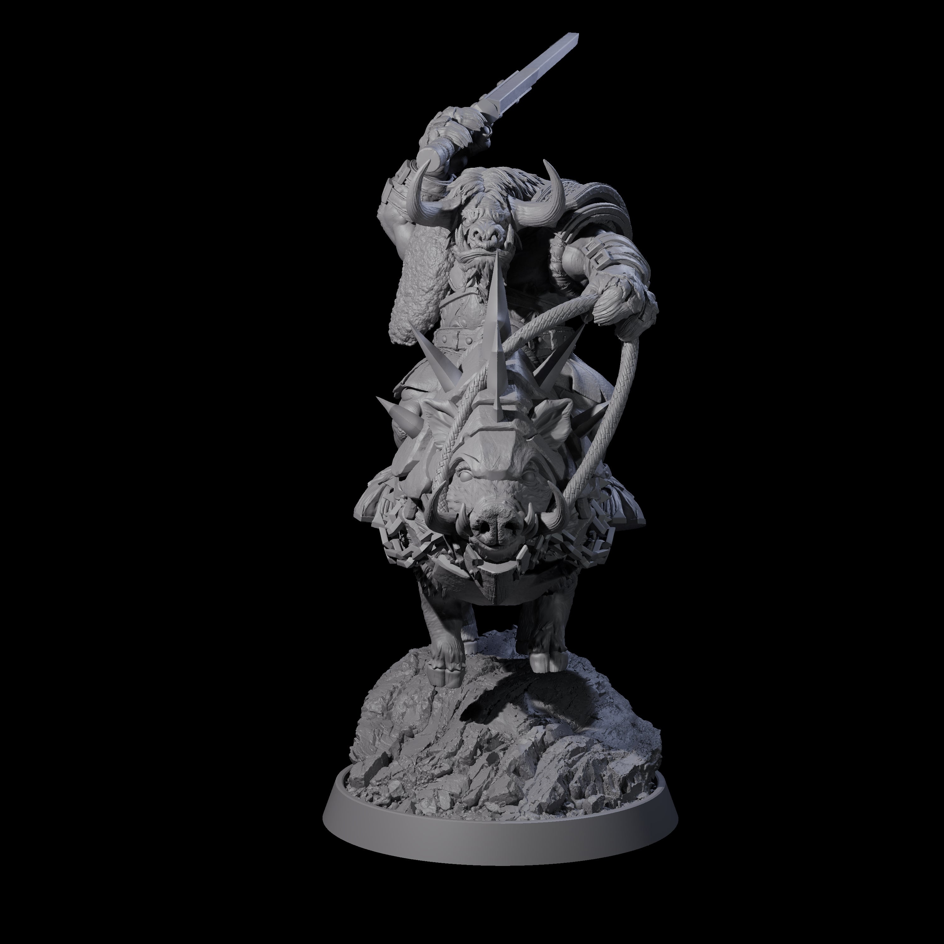 Mythical Minotaur on War Pig A Miniature for Dungeons and Dragons, Pathfinder or other TTRPGs