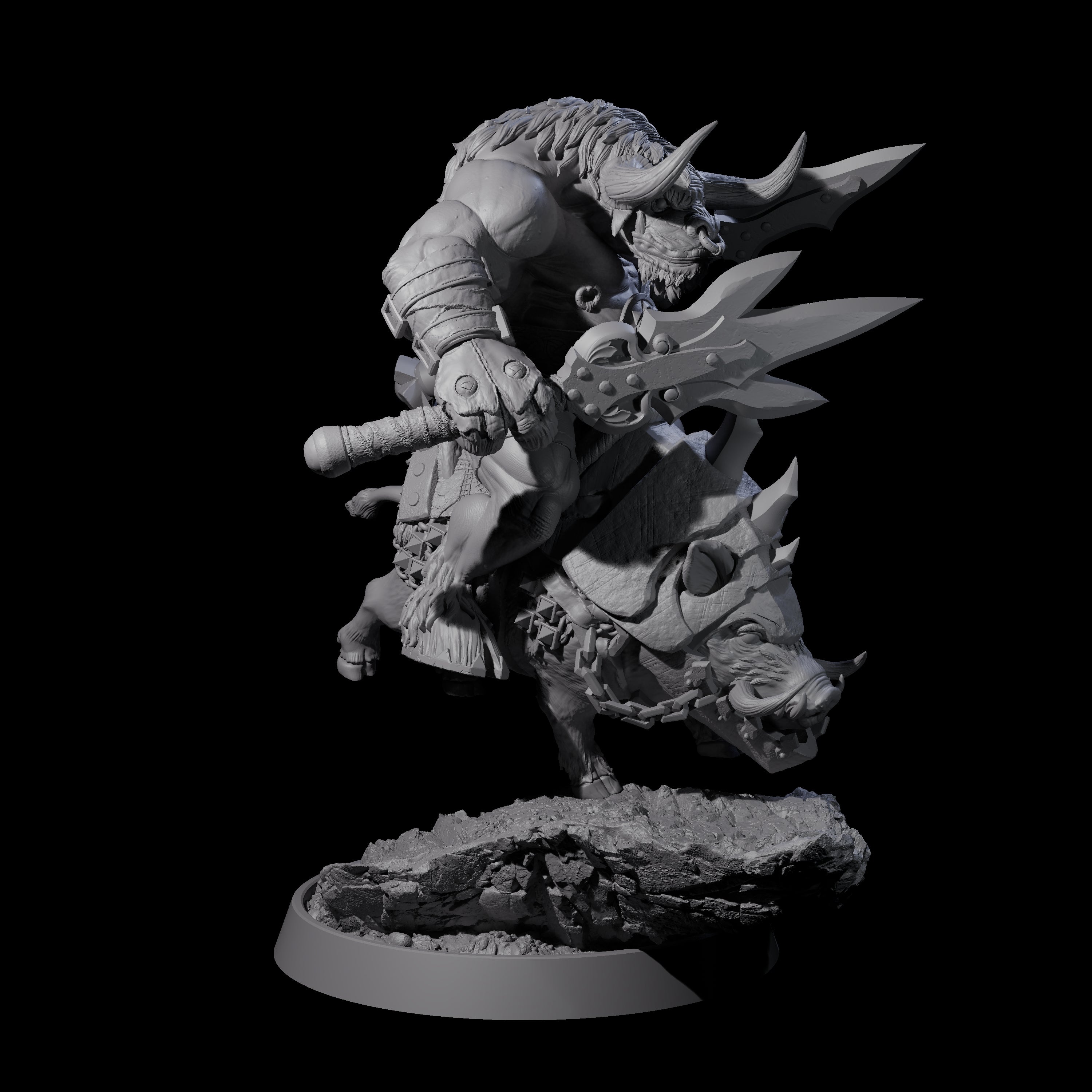 Mythical Minotaur on War Pig B Miniature for Dungeons and Dragons, Pathfinder or other TTRPGs