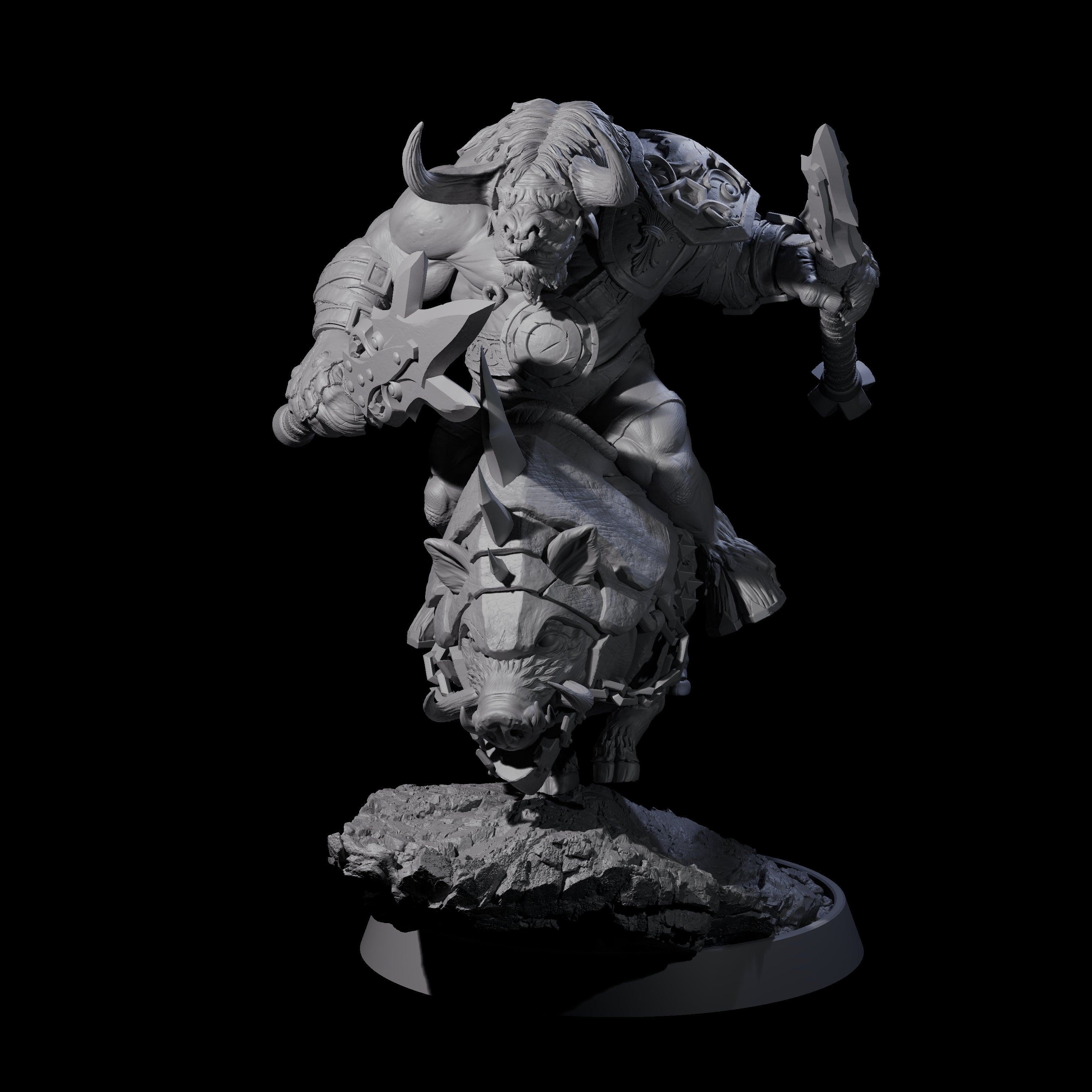 Mythical Minotaur on War Pig B Miniature for Dungeons and Dragons, Pathfinder or other TTRPGs