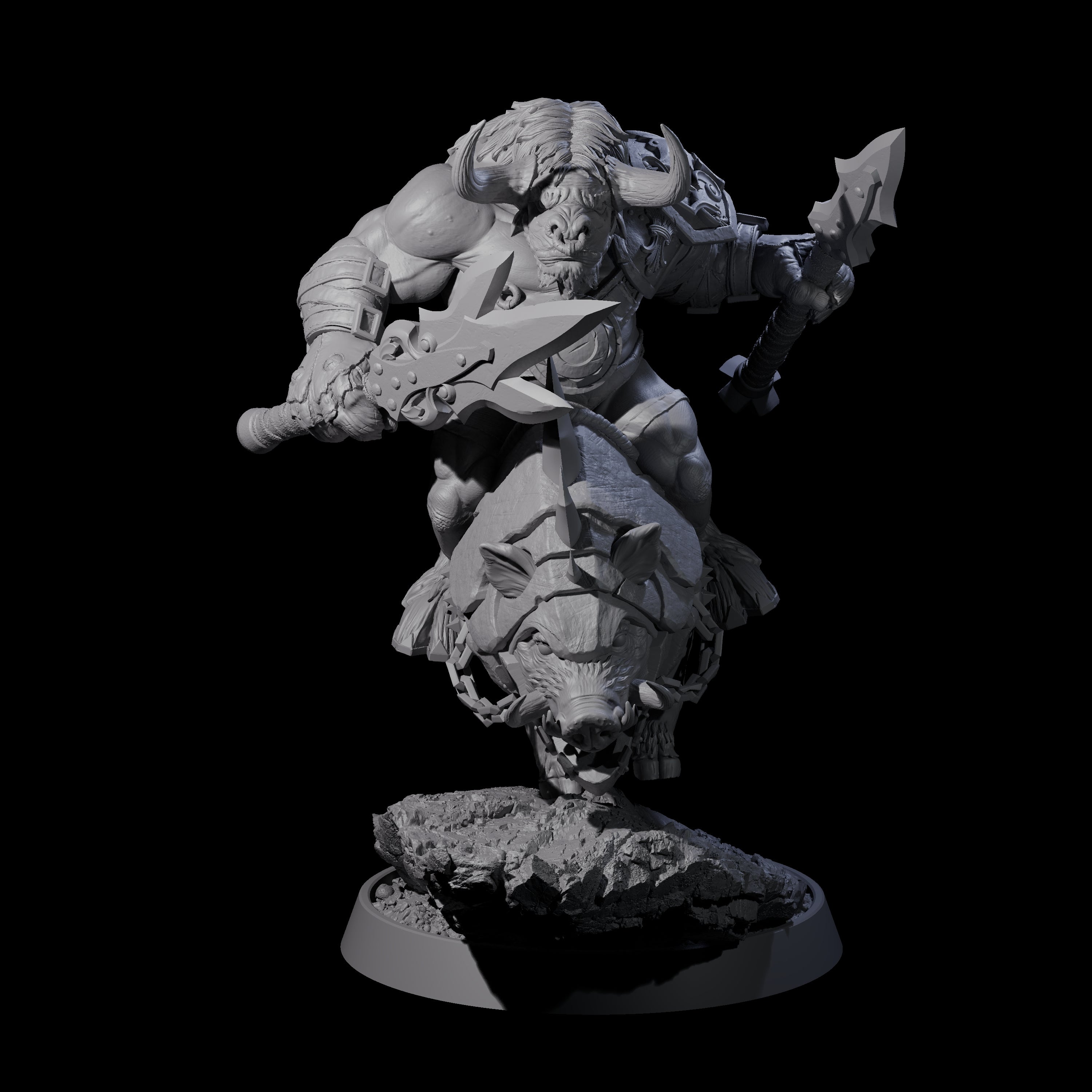 Mythical Minotaur on War Pig B Miniature for Dungeons and Dragons, Pathfinder or other TTRPGs