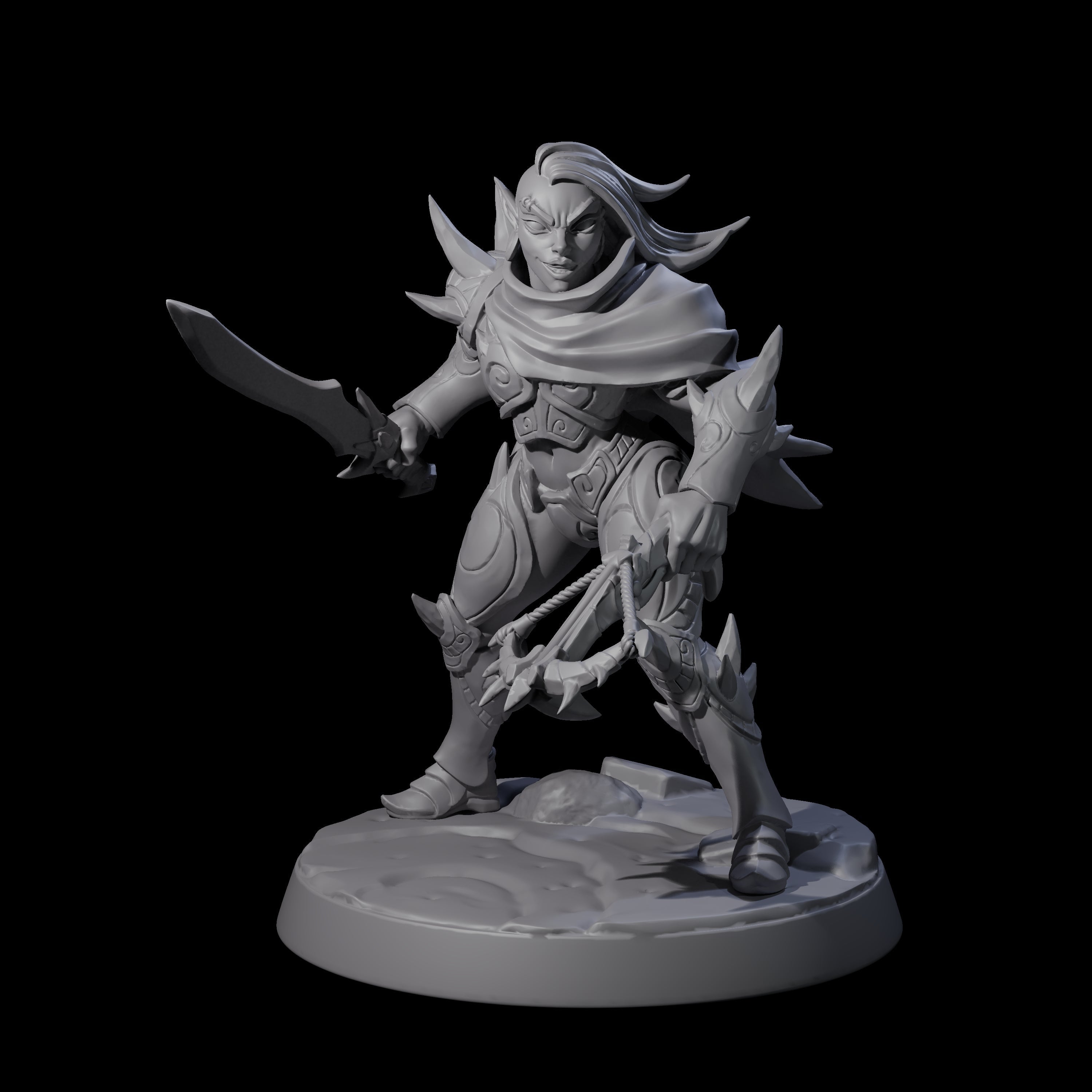 Nefarious Drow Assassin F Miniature for Dungeons and Dragons, Pathfinder or other TTRPGs