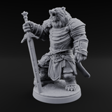 Noble Bear Knight Miniature for Dungeons and Dragons, Pathfinder or other TTRPGs