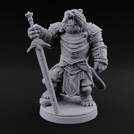 Noble Bear Knight Miniature for Dungeons and Dragons, Pathfinder or other TTRPGs