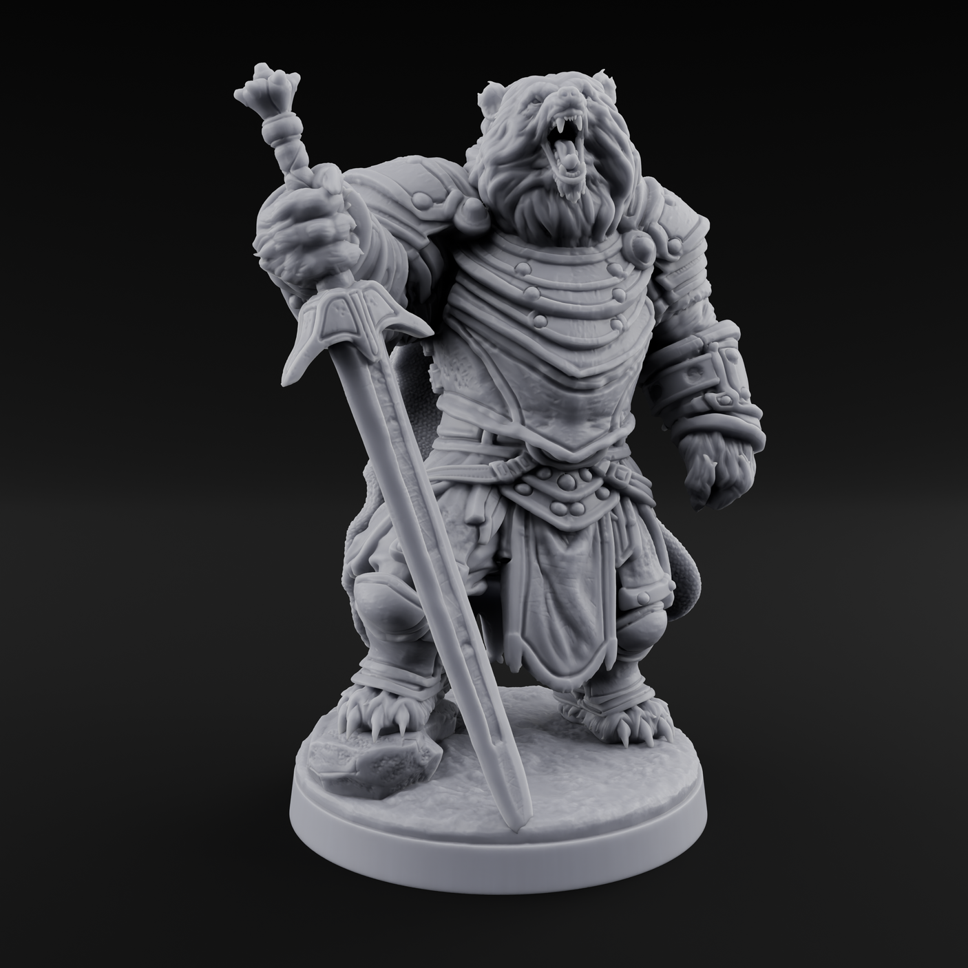 Noble Bear Knight Miniature for Dungeons and Dragons, Pathfinder or other TTRPGs