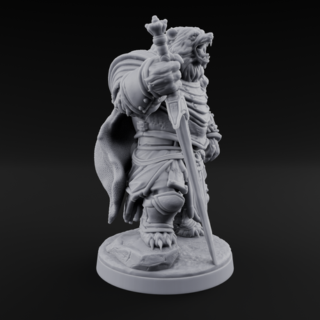 Noble Bear Knight Miniature for Dungeons and Dragons, Pathfinder or other TTRPGs