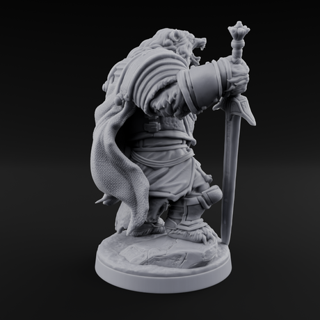 Noble Bear Knight Miniature for Dungeons and Dragons, Pathfinder or other TTRPGs