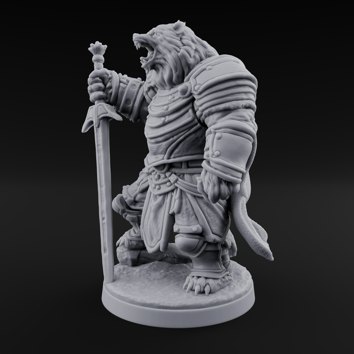 Noble Bear Knight Miniature for Dungeons and Dragons, Pathfinder or other TTRPGs