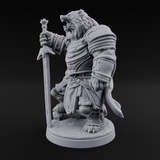 Noble Bear Knight Miniature for Dungeons and Dragons, Pathfinder or other TTRPGs