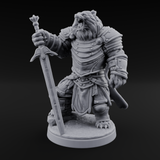 Noble Bear Knight Miniature for Dungeons and Dragons, Pathfinder or other TTRPGs