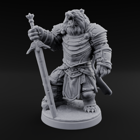 Noble Bear Knight Miniature for Dungeons and Dragons, Pathfinder or other TTRPGs