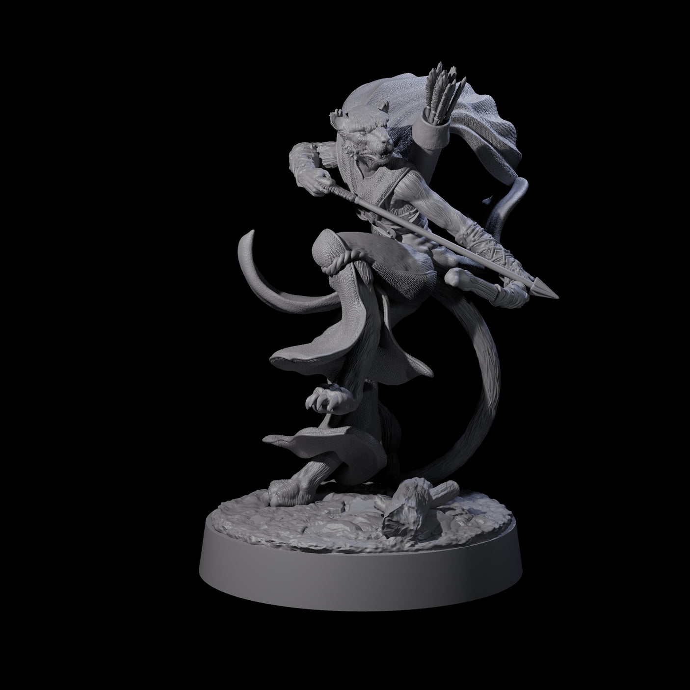 Noble Leonin Huntress B Miniature for Dungeons and Dragons, Pathfinder or other TTRPGs