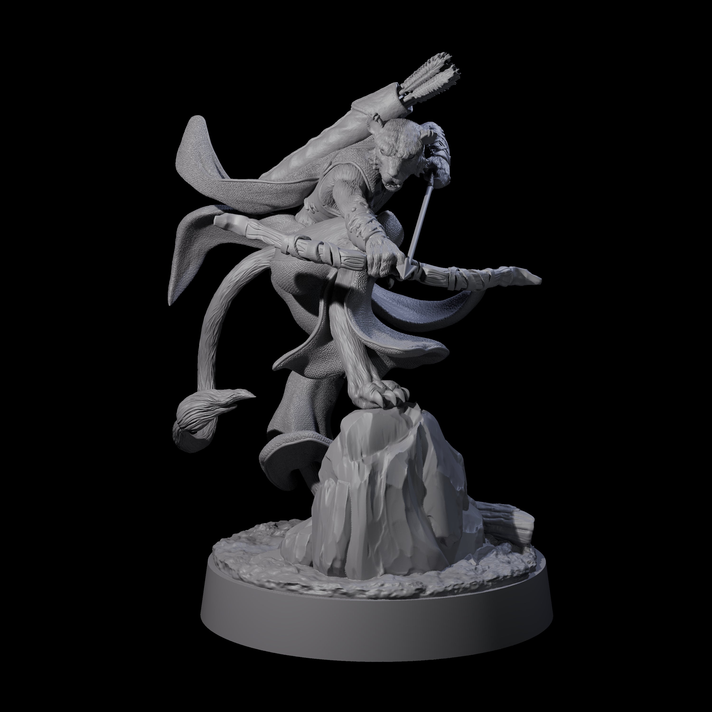 Noble Leonin Huntress D Miniature for Dungeons and Dragons, Pathfinder or other TTRPGs