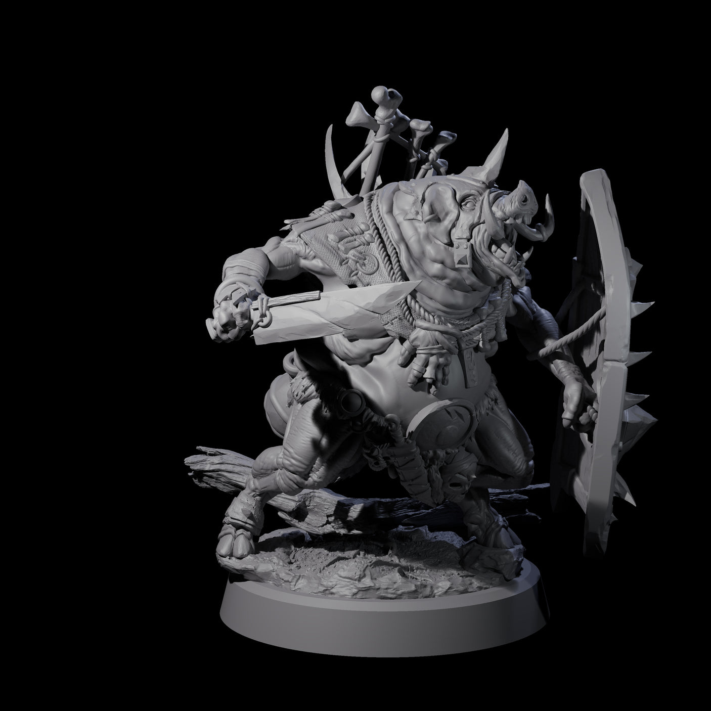 Oinking Boarfolk Soldier A Miniature for Dungeons and Dragons, Pathfinder or other TTRPGs
