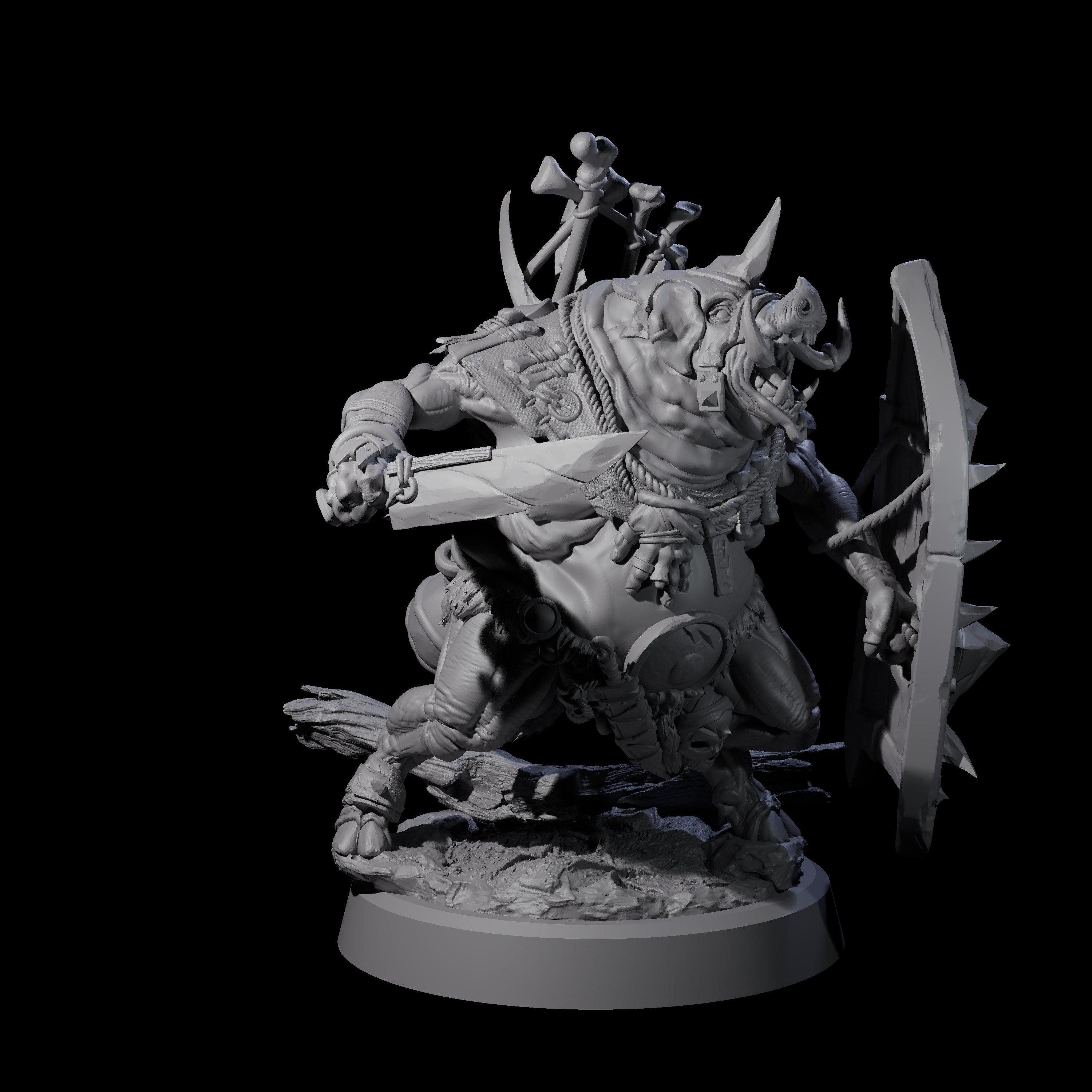 Oinking Boarfolk Soldier A Miniature for Dungeons and Dragons, Pathfinder or other TTRPGs