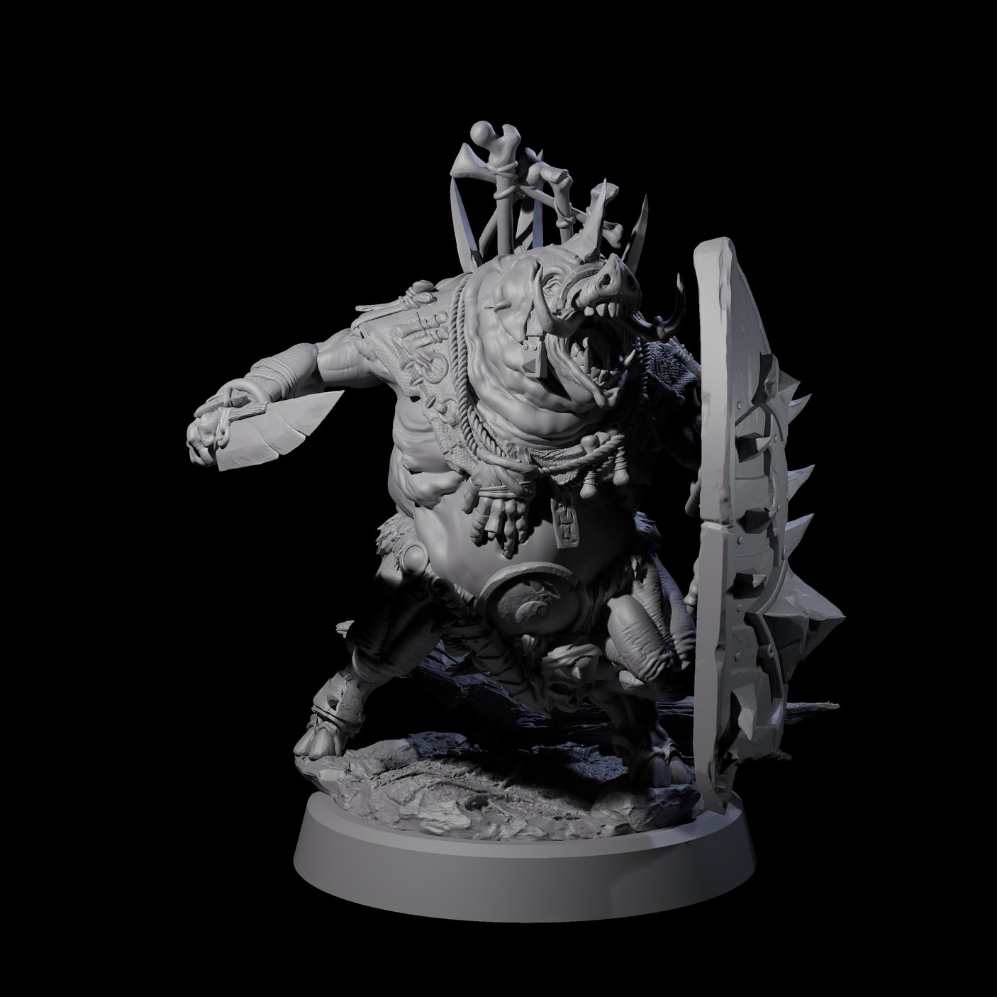 Oinking Boarfolk Soldier A Miniature for Dungeons and Dragons, Pathfinder or other TTRPGs