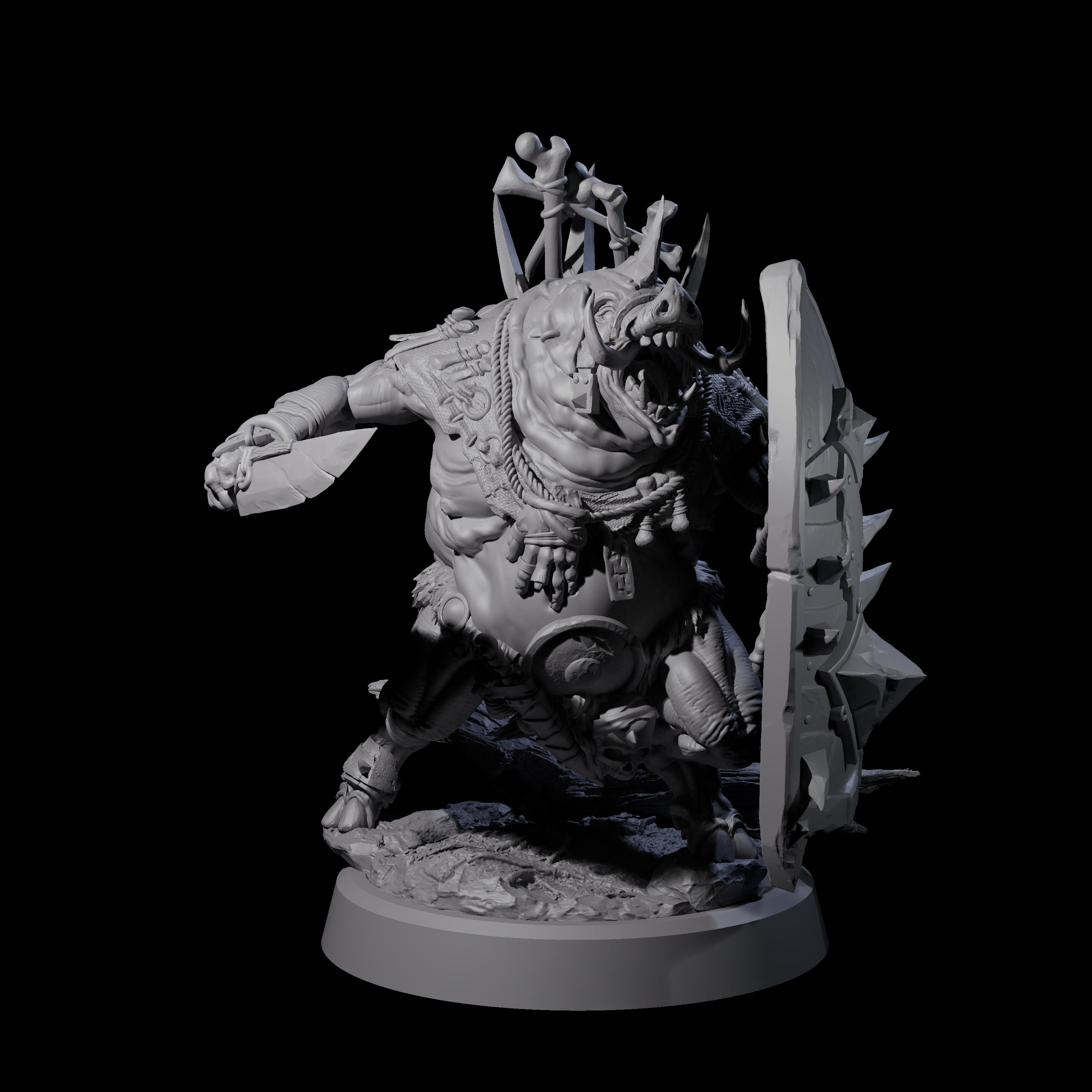 Oinking Boarfolk Soldier A Miniature for Dungeons and Dragons, Pathfinder or other TTRPGs