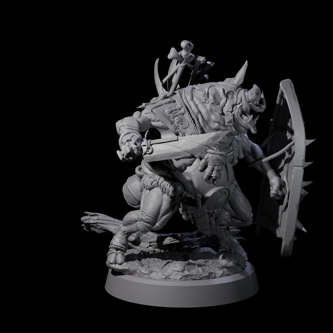 Oinking Boarfolk Soldier A Miniature for Dungeons and Dragons, Pathfinder or other TTRPGs