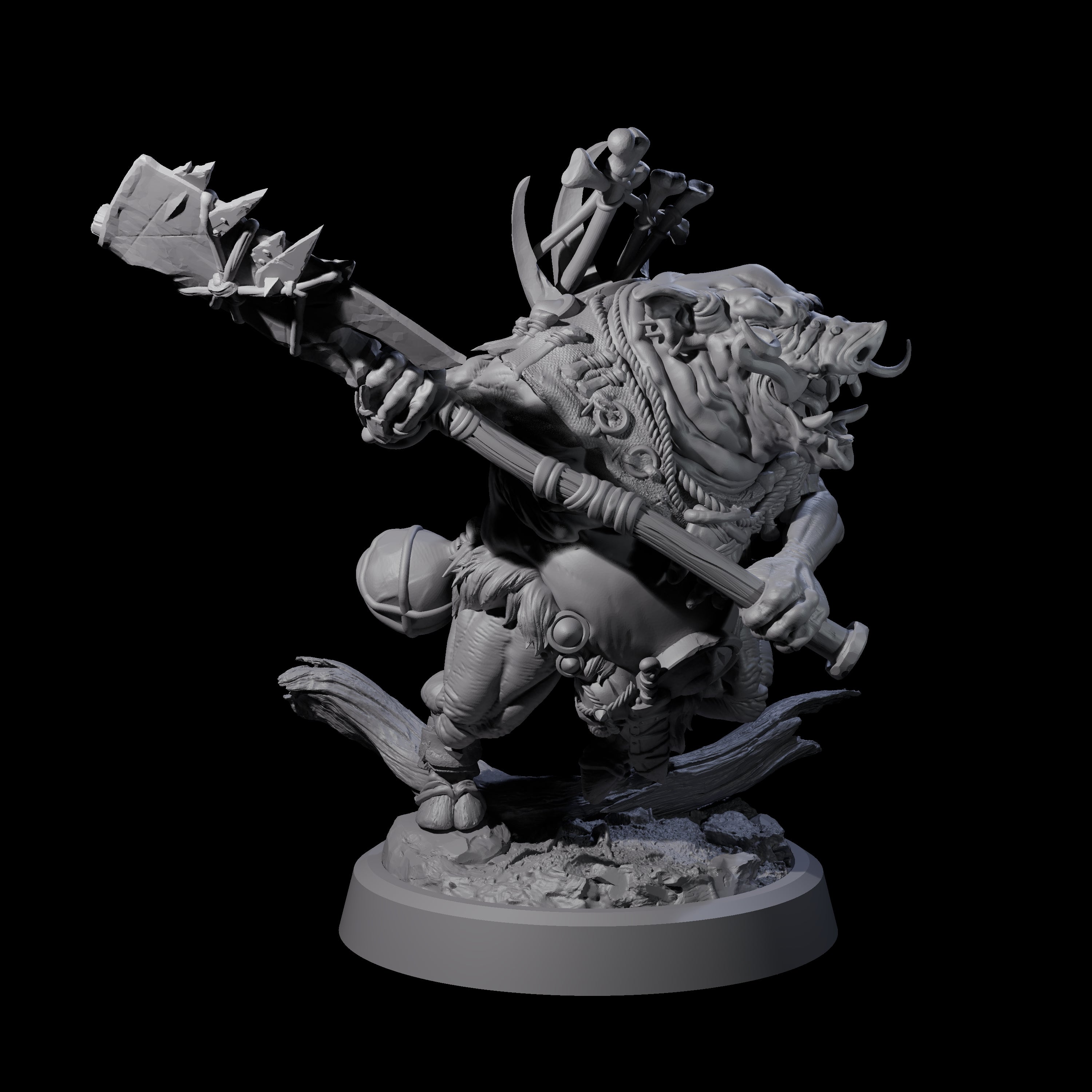 Oinking Boarfolk Soldier B Miniature for Dungeons and Dragons, Pathfinder or other TTRPGs