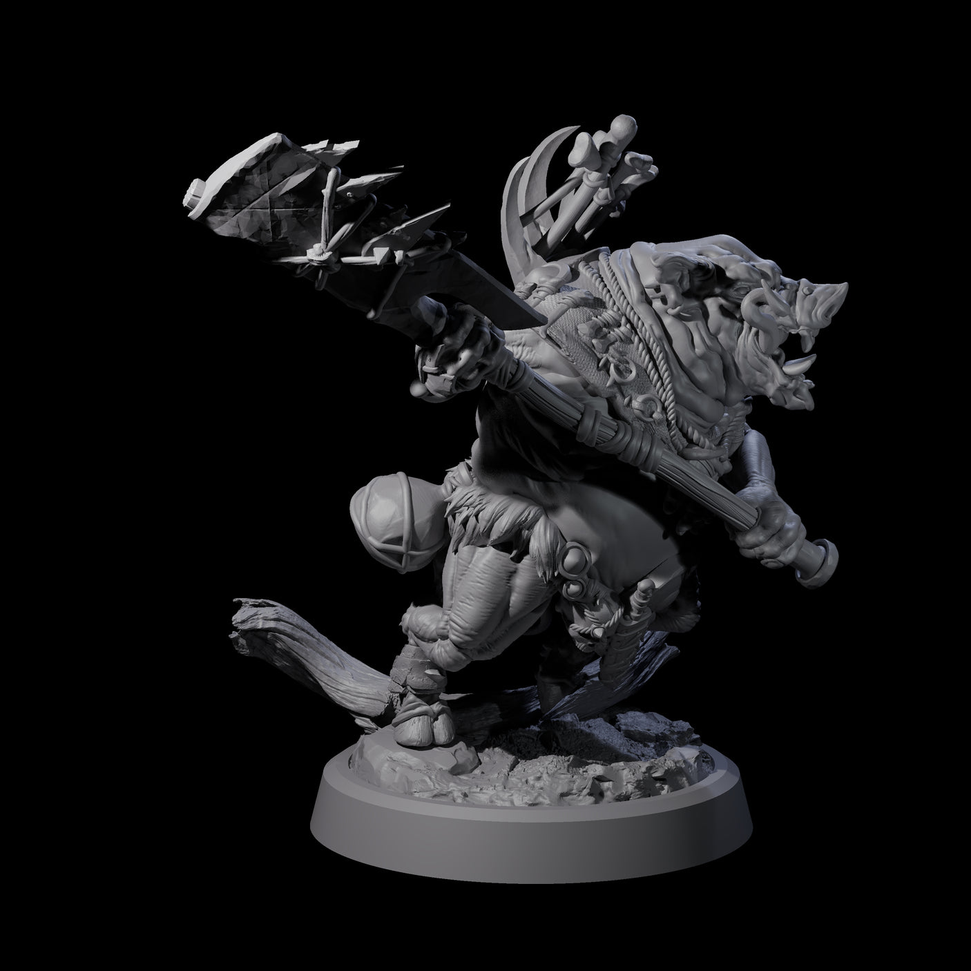 Oinking Boarfolk Soldier B Miniature for Dungeons and Dragons, Pathfinder or other TTRPGs