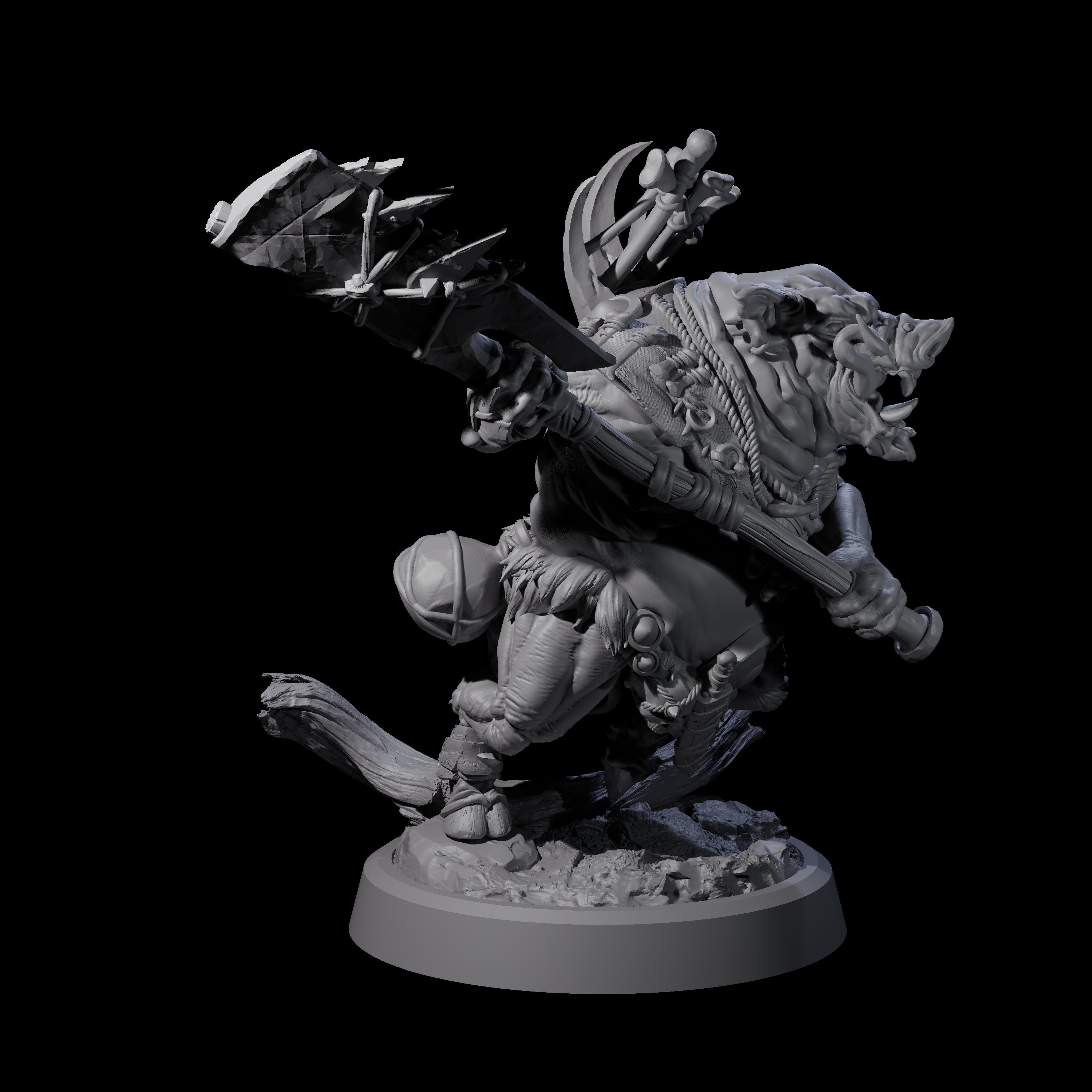 Oinking Boarfolk Soldier B Miniature for Dungeons and Dragons, Pathfinder or other TTRPGs