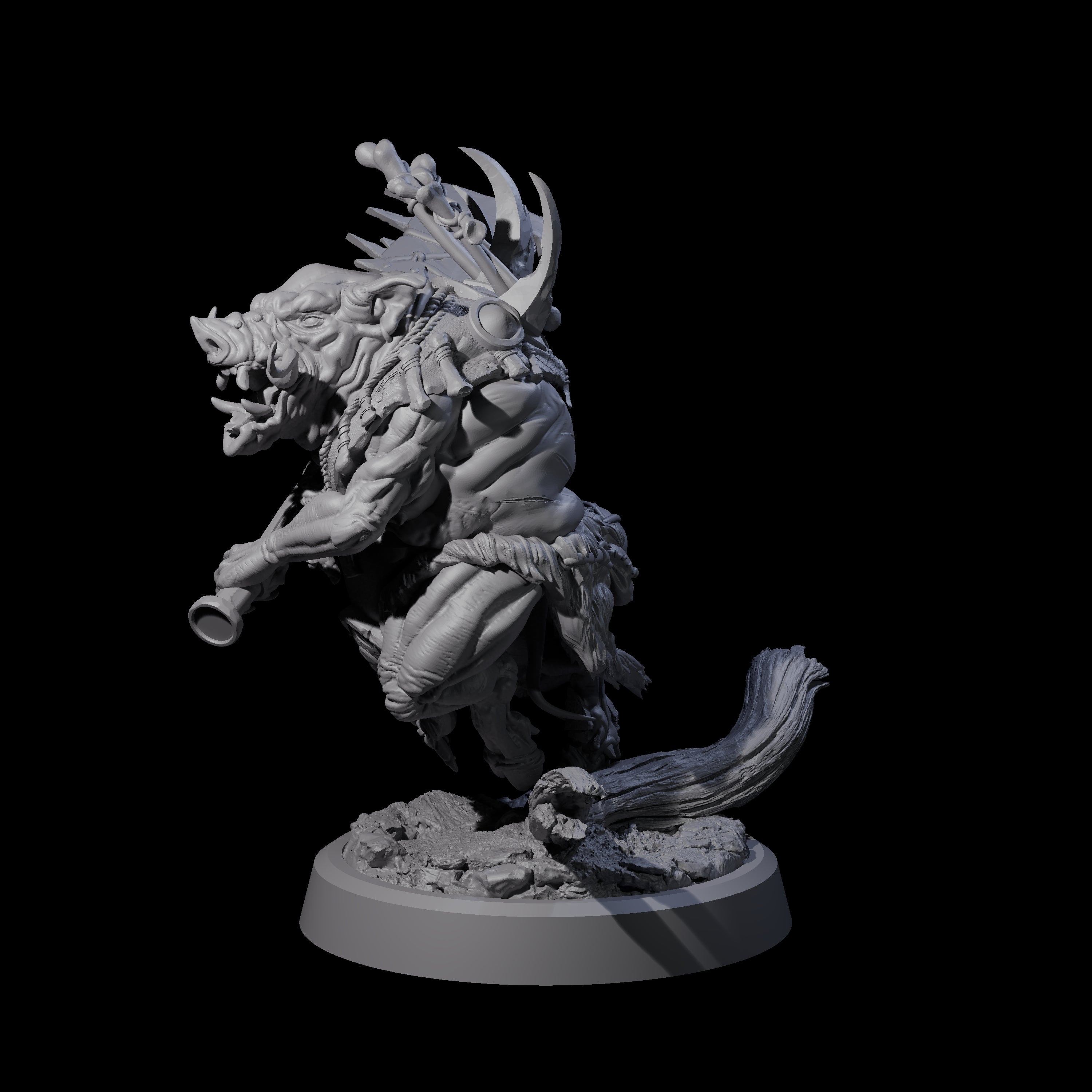 Oinking Boarfolk Soldier B Miniature for Dungeons and Dragons, Pathfinder or other TTRPGs