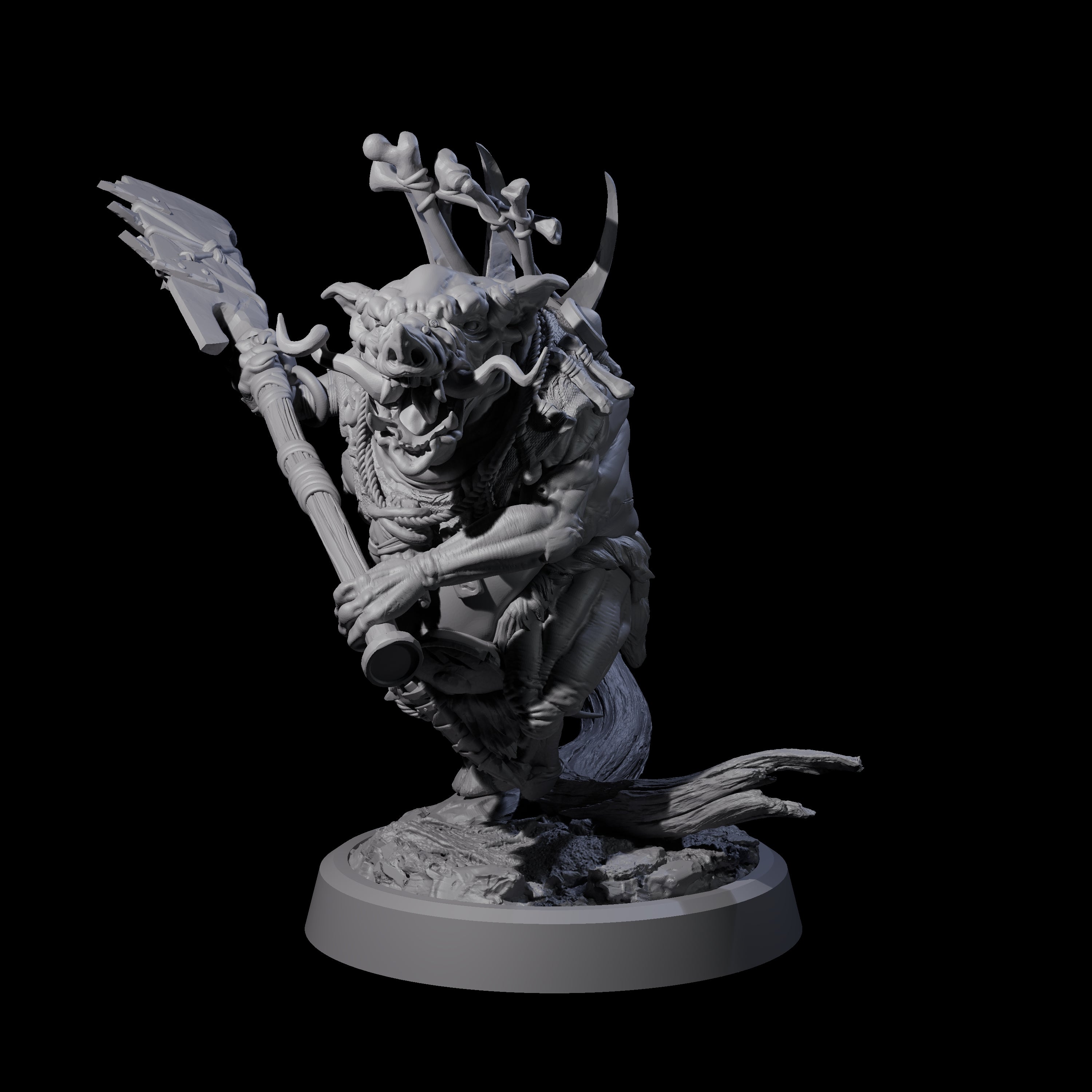 Oinking Boarfolk Soldier B Miniature for Dungeons and Dragons, Pathfinder or other TTRPGs