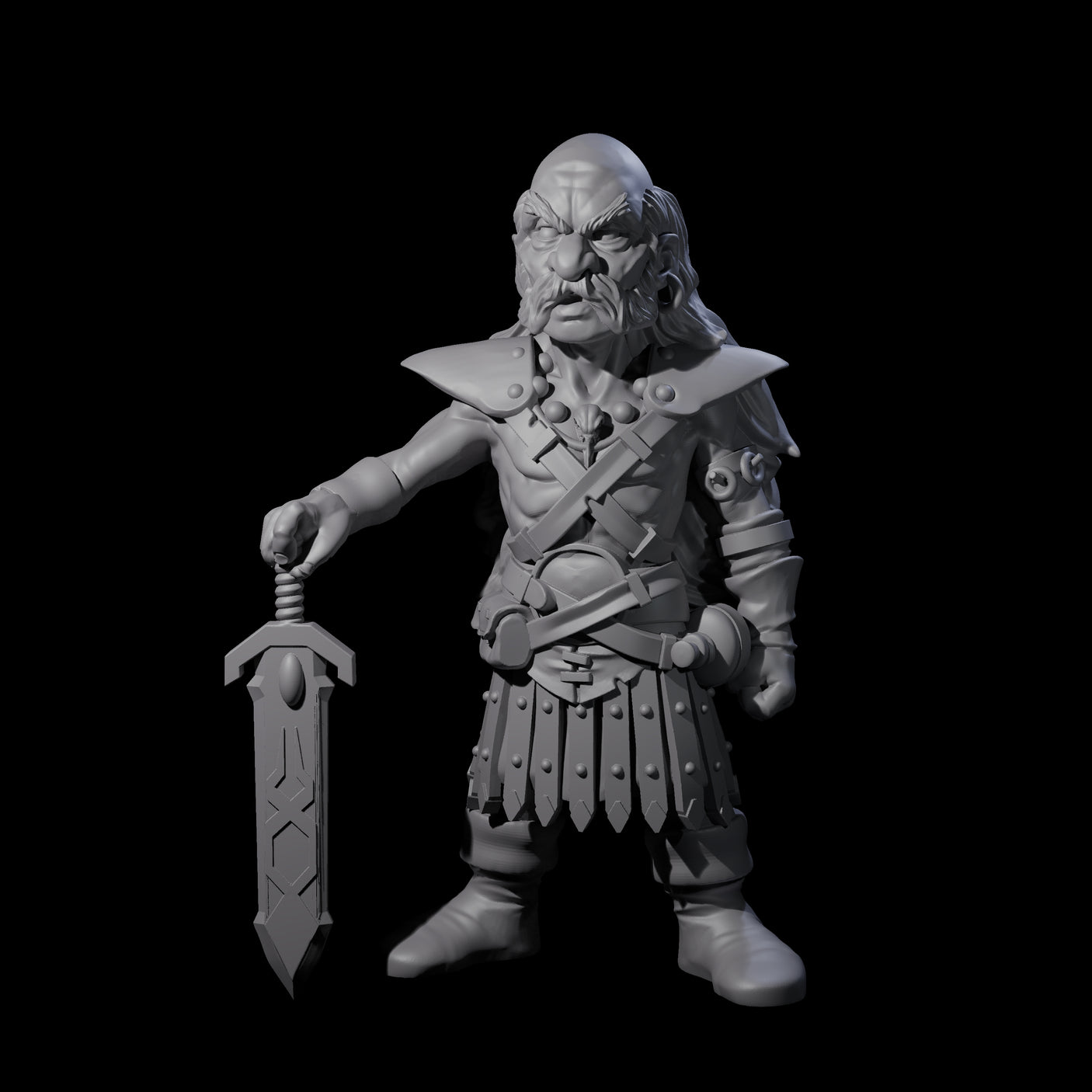 Old Gnome Barbarian Miniature for Dungeons and Dragons, Pathfinder or other TTRPGs