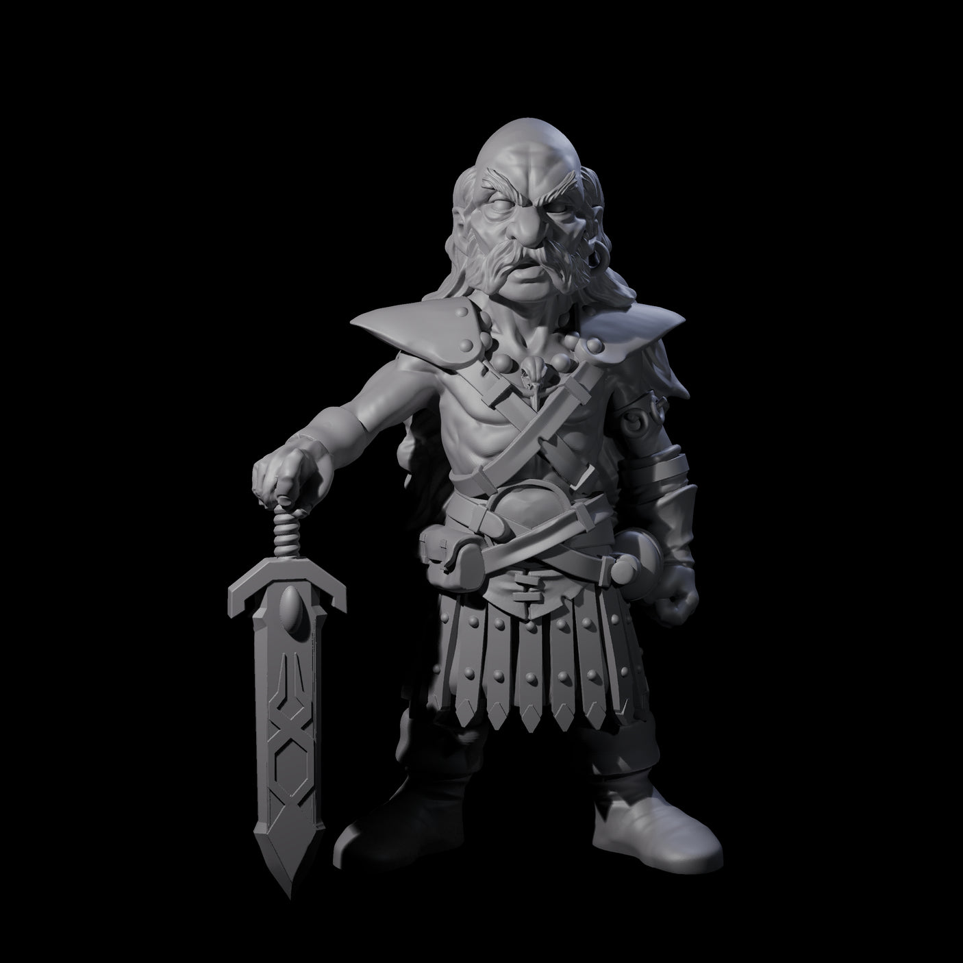 Old Gnome Barbarian Miniature for Dungeons and Dragons, Pathfinder or other TTRPGs