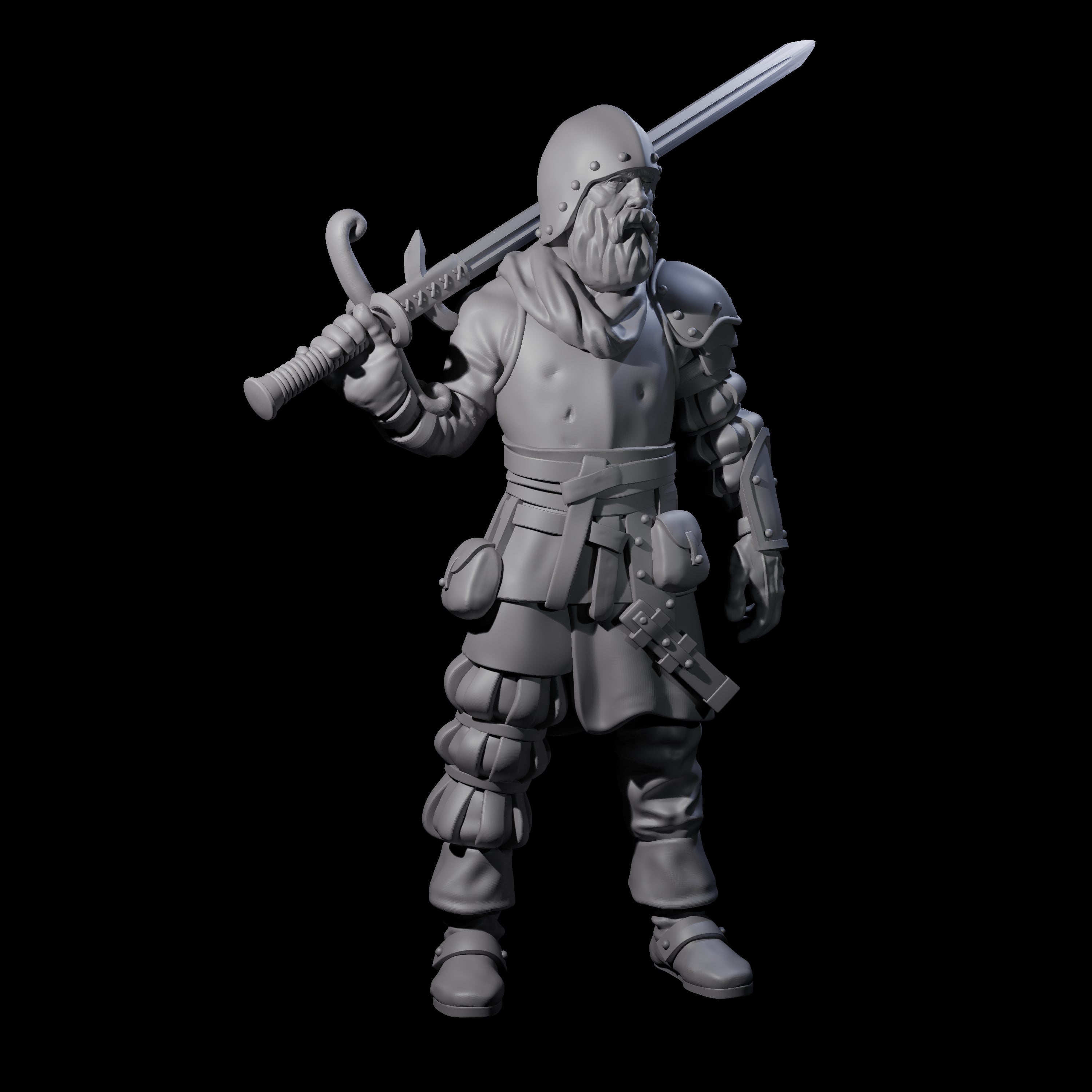 Old Grizzled Guard Miniature for Dungeons and Dragons, Pathfinder or other TTRPGs
