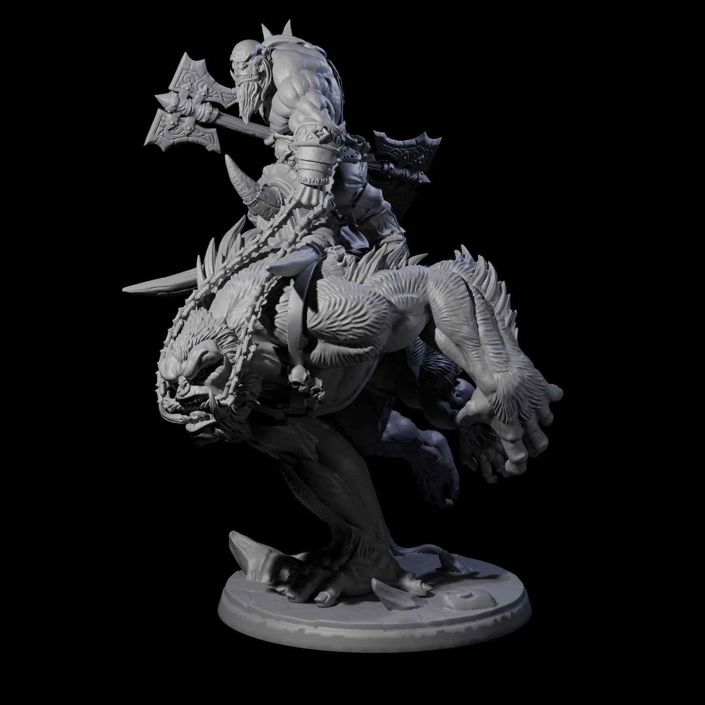 Orc Raider Riding Barlgura A Miniature for Dungeons and Dragons, Pathfinder or other TTRPGs