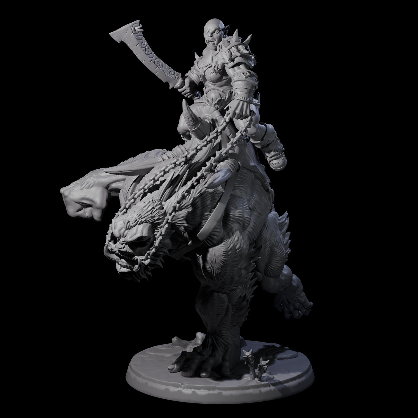 Orc Raider Riding Barlgura C Miniature for Dungeons and Dragons, Pathfinder or other TTRPGs