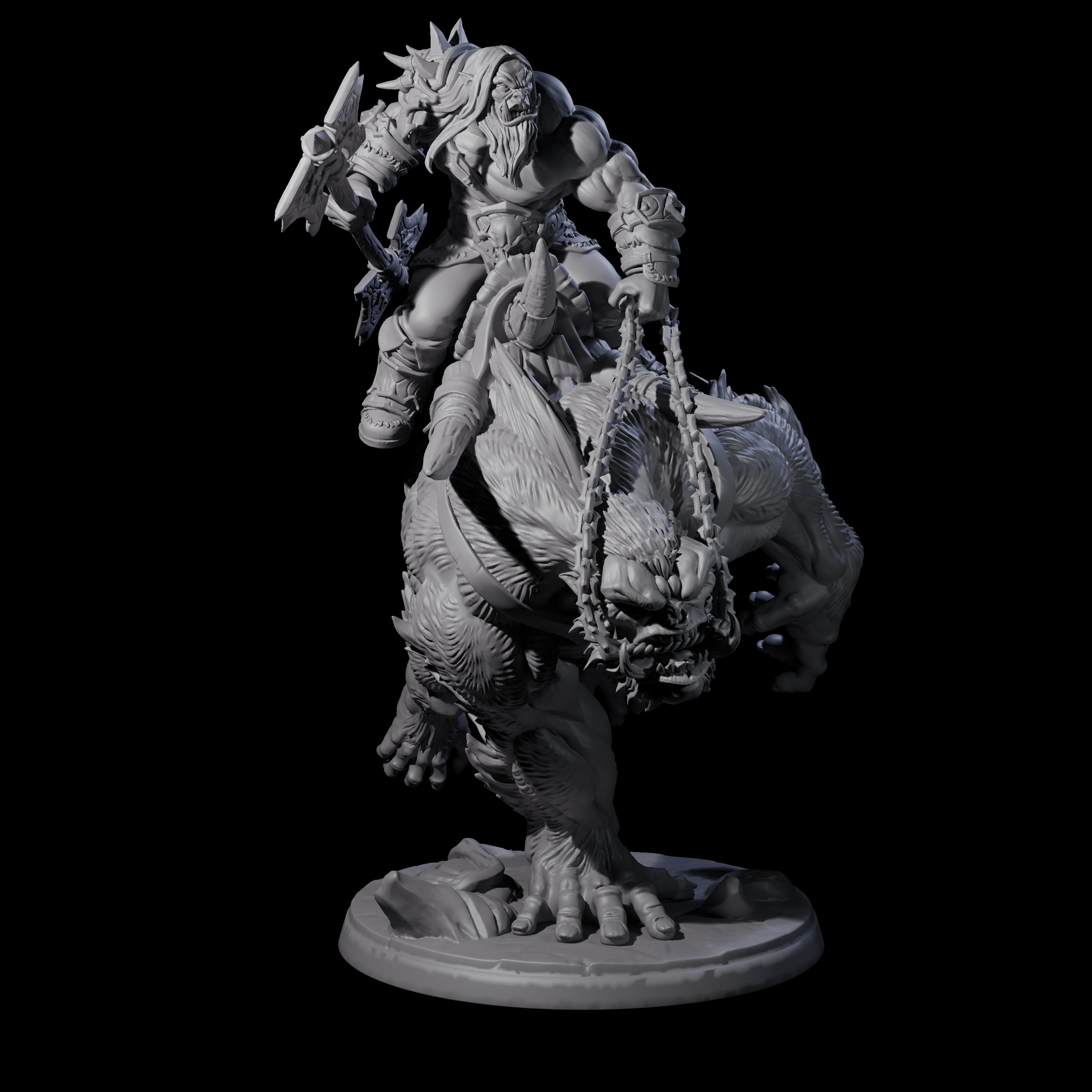 Orc Raiders Riding Barlguras Miniature for Dungeons and Dragons, Pathfinder or other TTRPGs