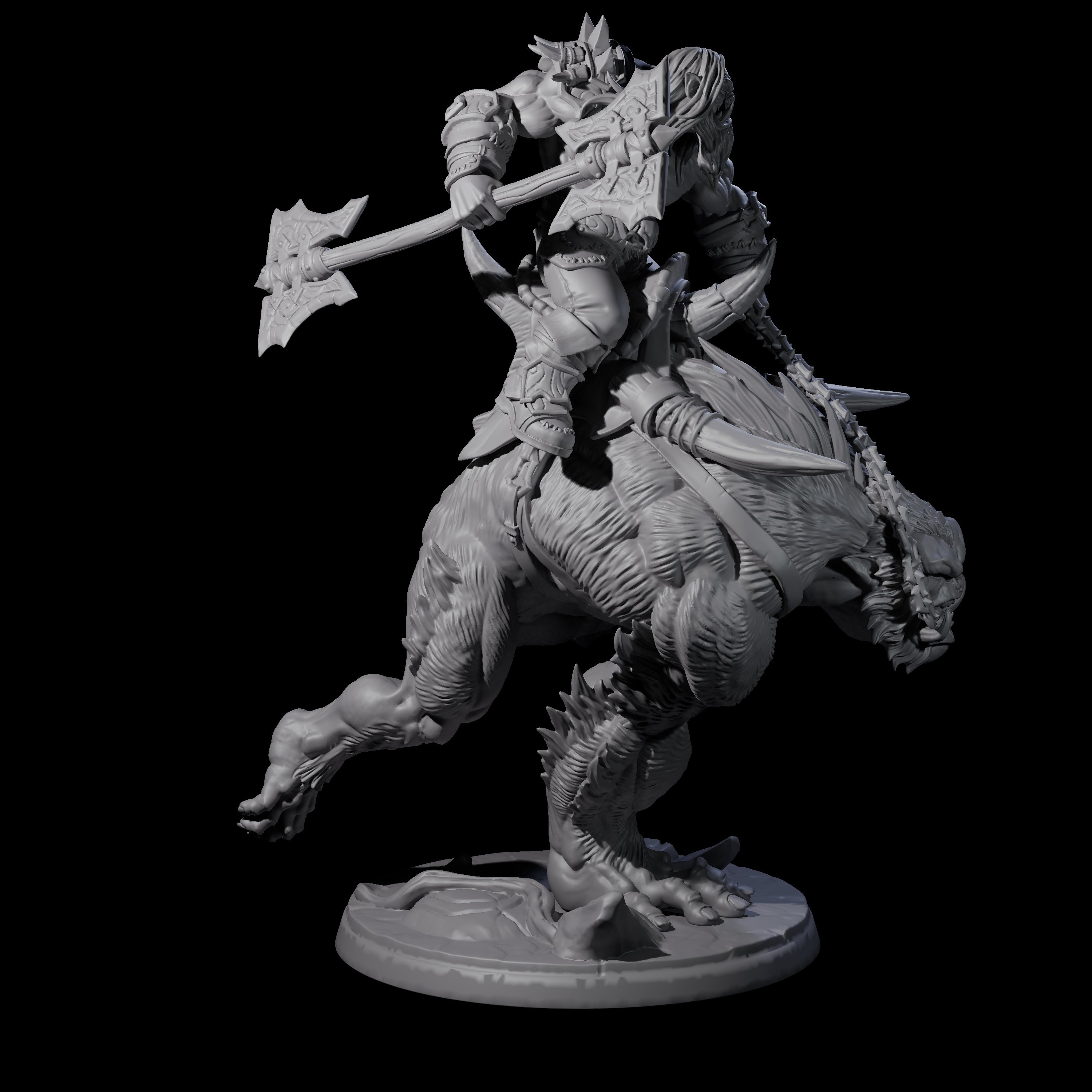 Orc Raiders Riding Barlguras Miniature for Dungeons and Dragons, Pathfinder or other TTRPGs