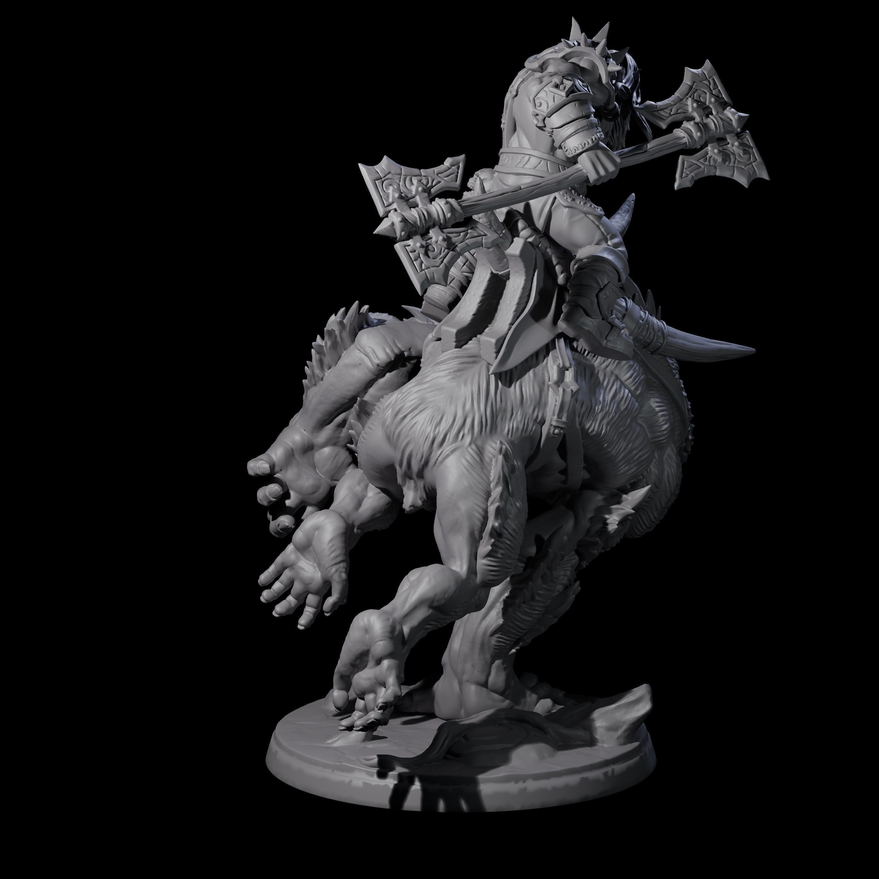 Orc Raiders Riding Barlguras Miniature for Dungeons and Dragons, Pathfinder or other TTRPGs